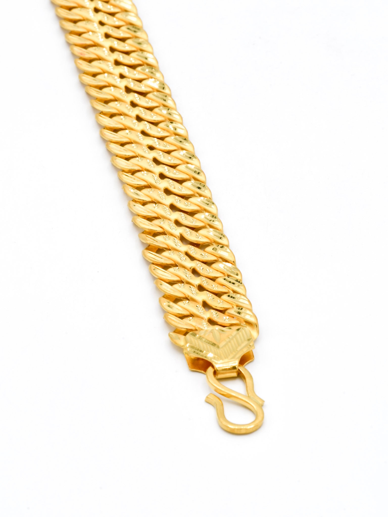 22ct Gold Hollow Curb Mens Bracelet - Roop Darshan