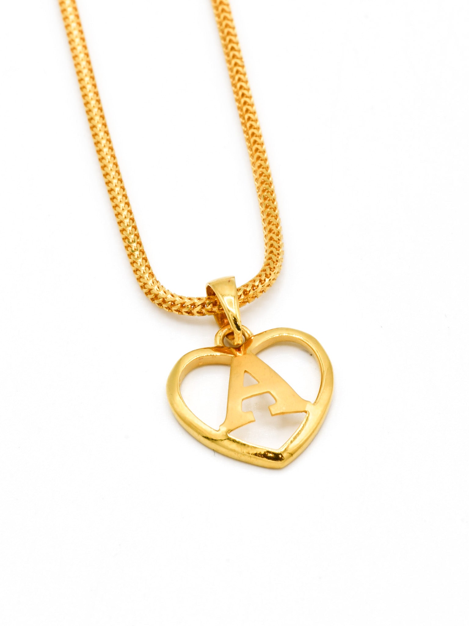 22ct Gold Heart "A" Pendant - Roop Darshan