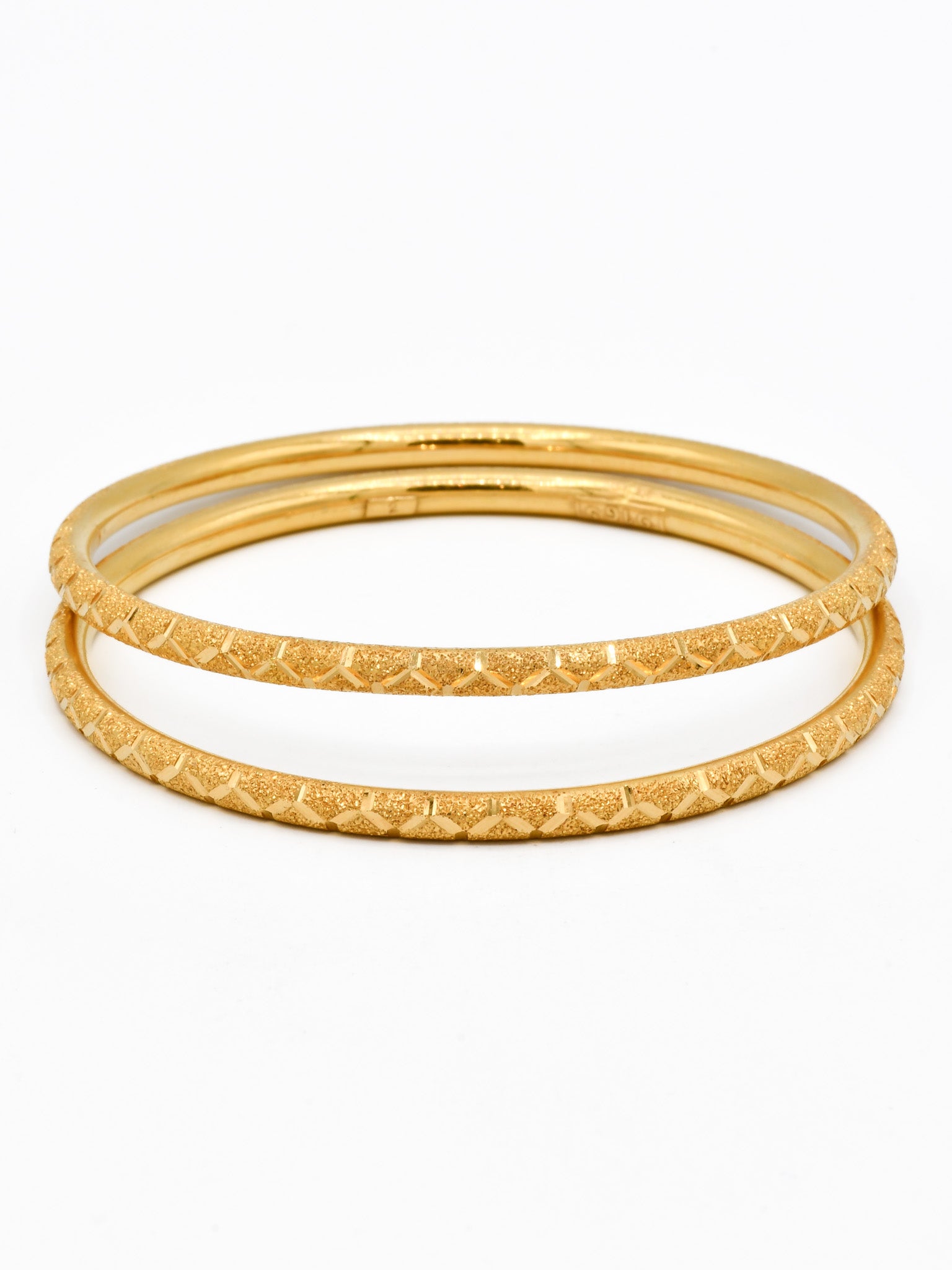 22ct Gold Sand Blast Design pair Bangle - Roop Darshan