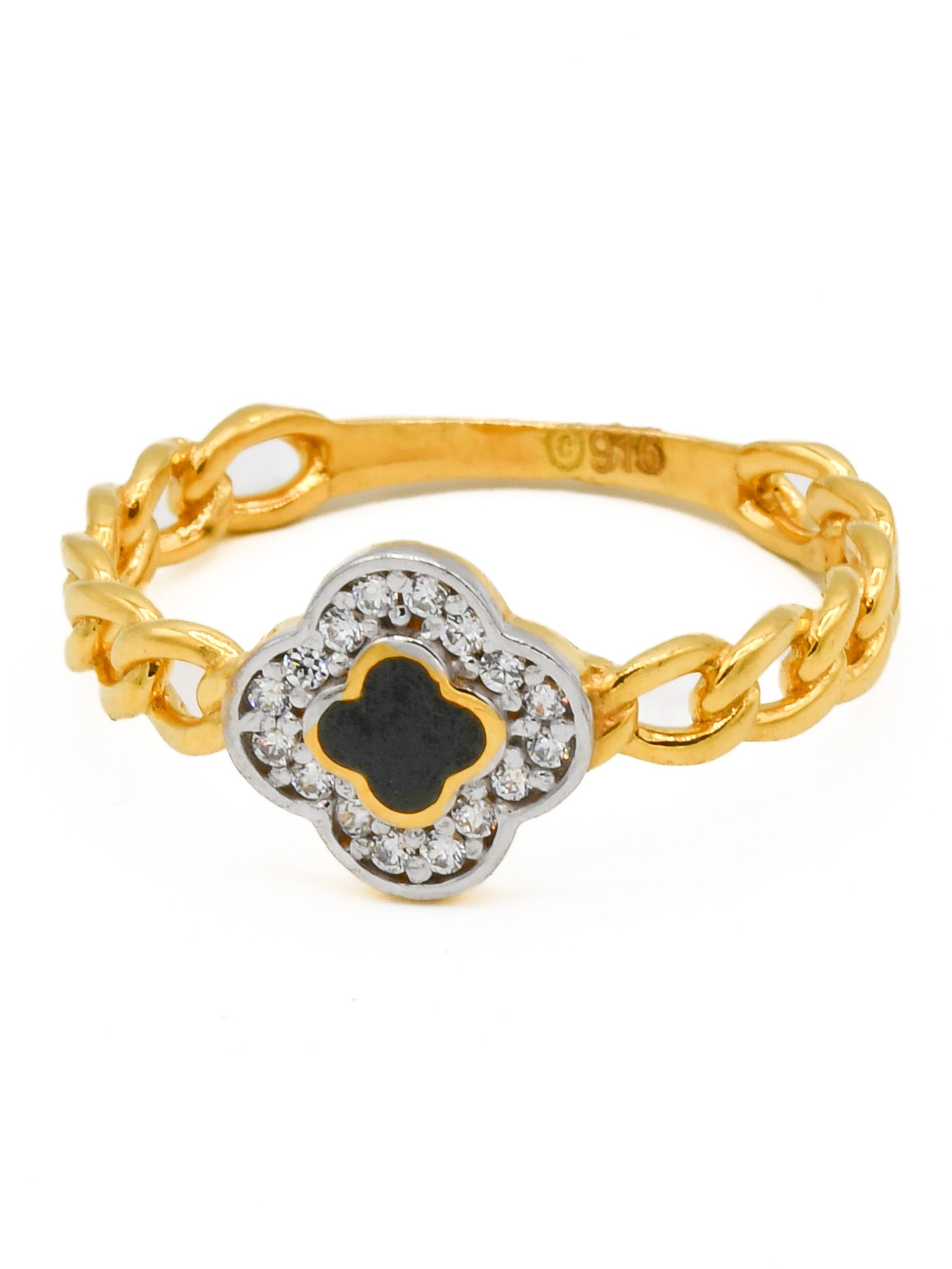 22ct Gold CZ Minakari Ladies Ring - Roop Darshan