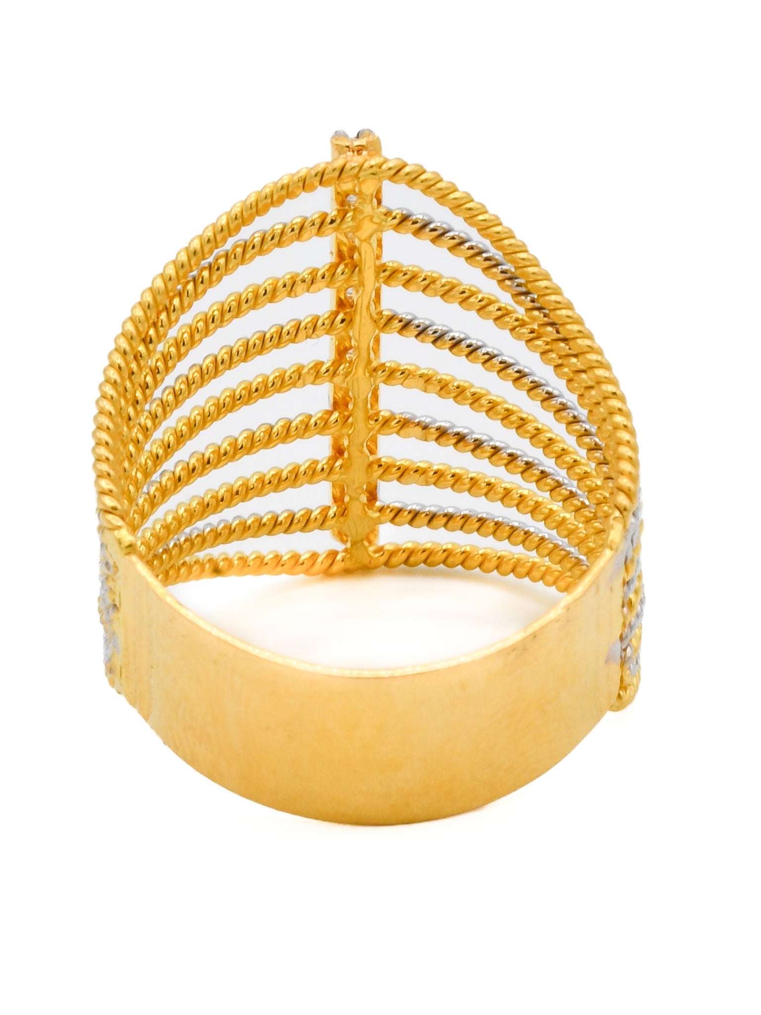 22ct Gold Two Tone CZ Ladies Ring - Roop Darshan