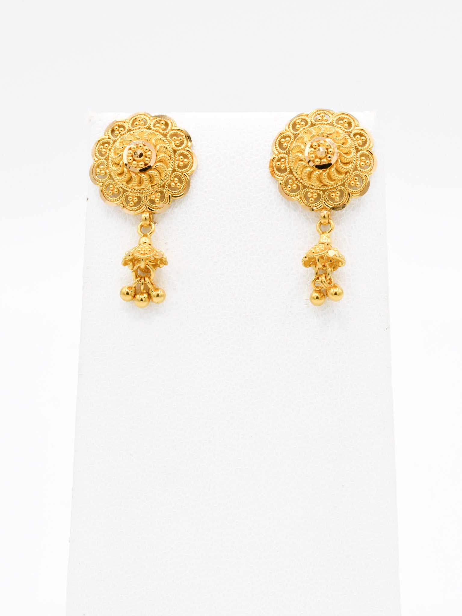 22ct Gold Filigree Earrings - Roop Darshan