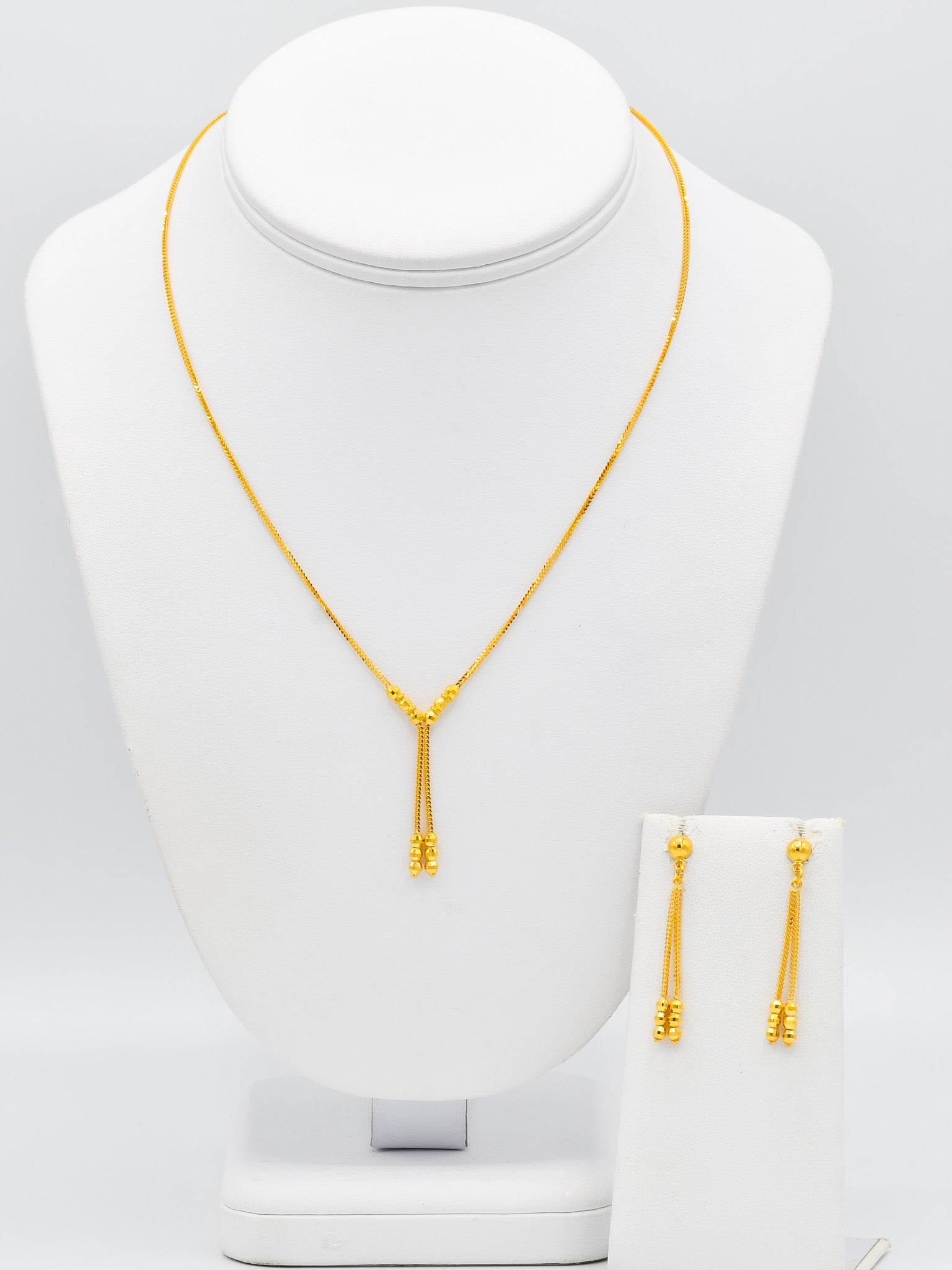 22ct Gold Ball Necklace Set - Roop Darshan