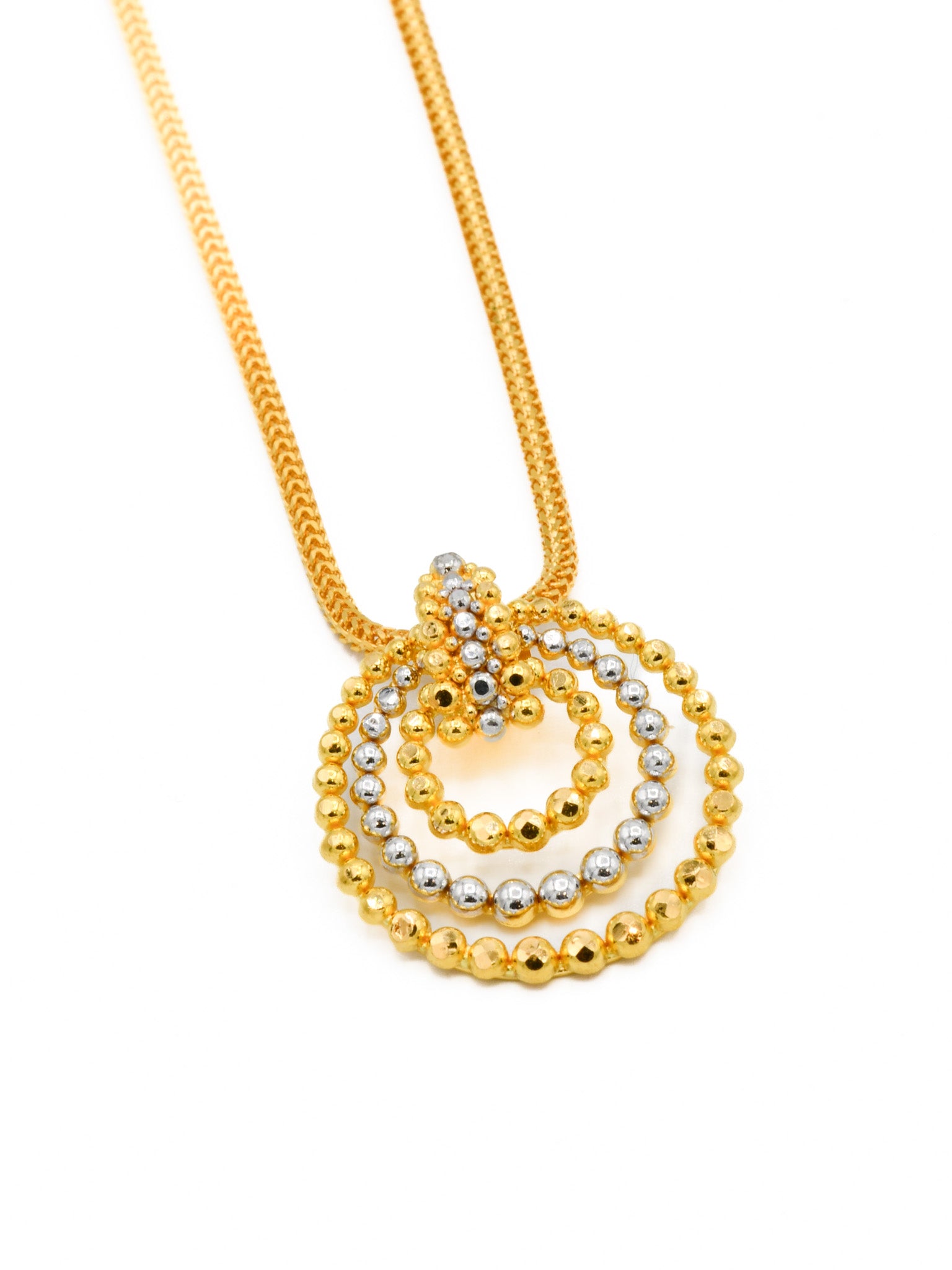 22ct Gold Two Tone Pendant Earrings Set - Roop Darshan