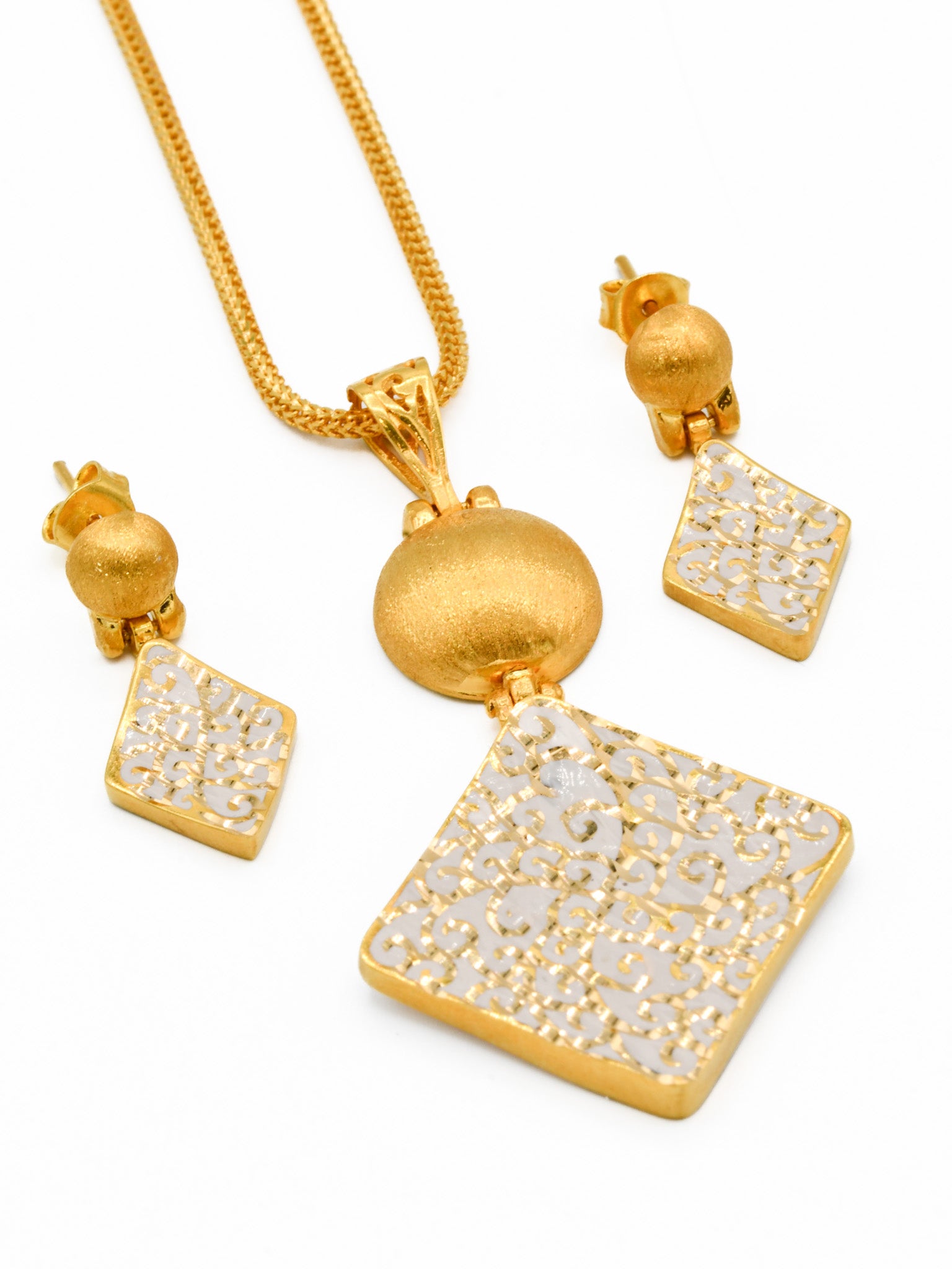 22ct Gold Minakari Pendant Earring Set - Roop Darshan