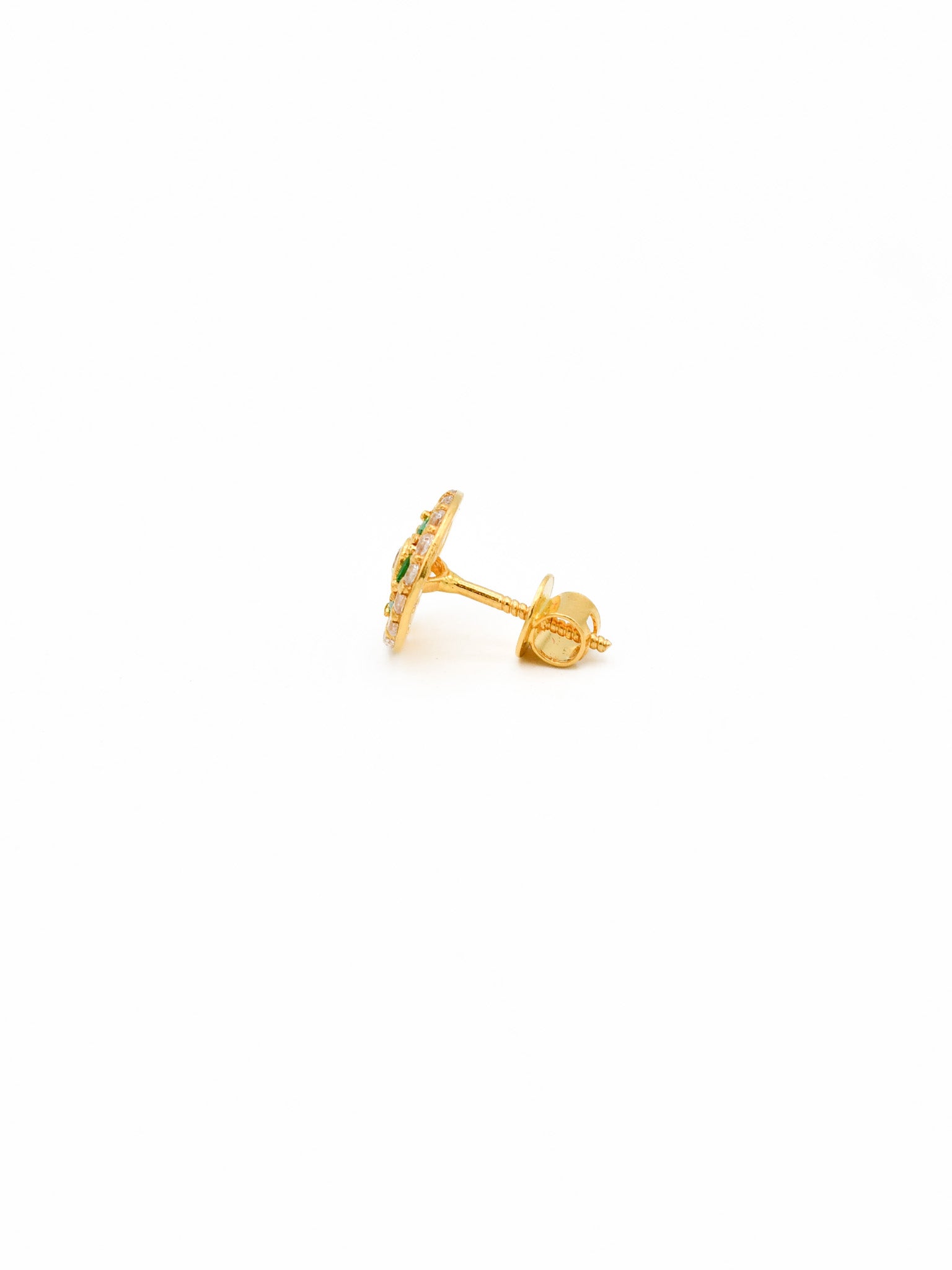 22ct Gold Green CZ Stud Earrings - Roop Darshan