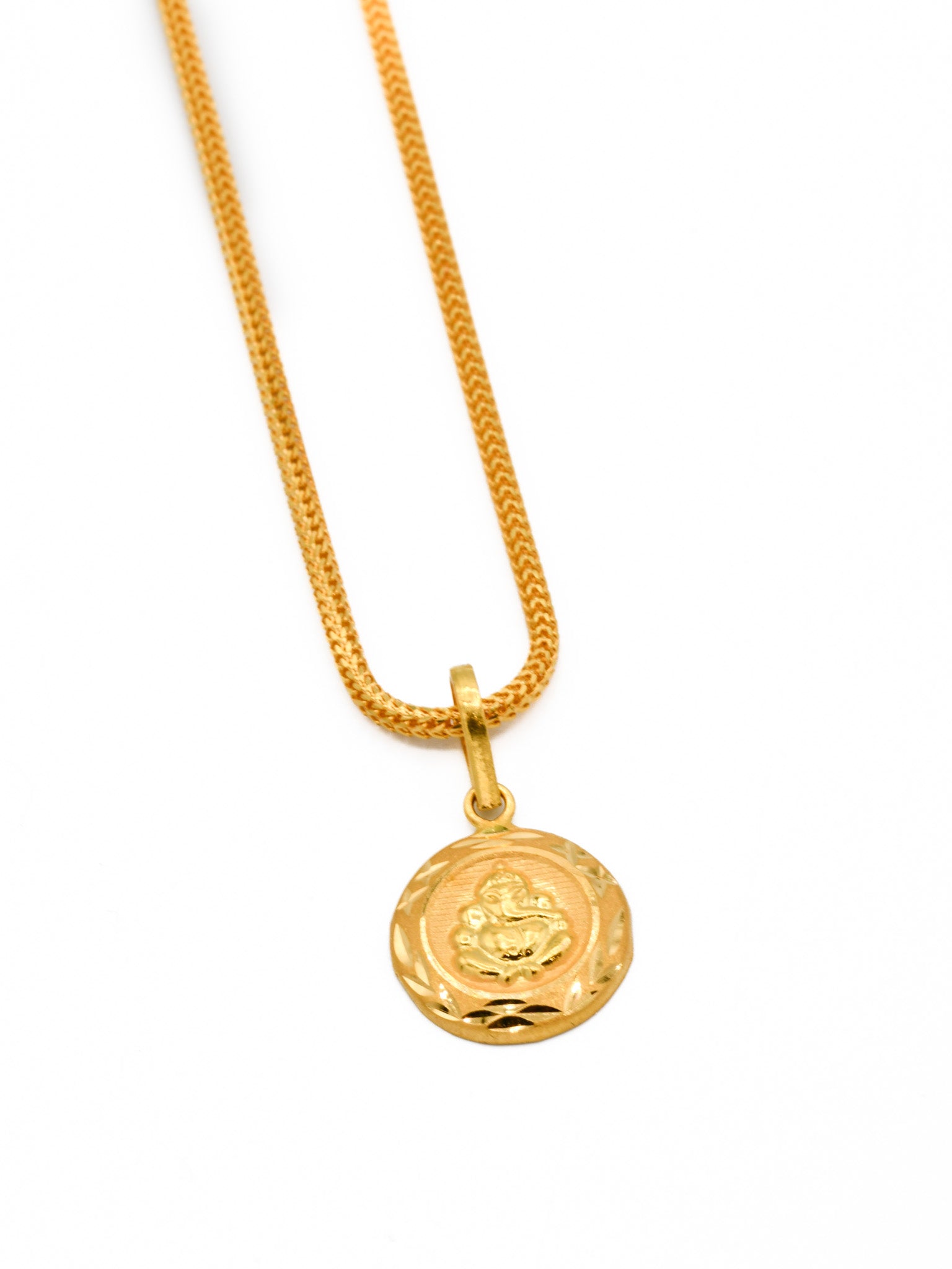22ct Gold Ganesh Round Pendant - Roop Darshan