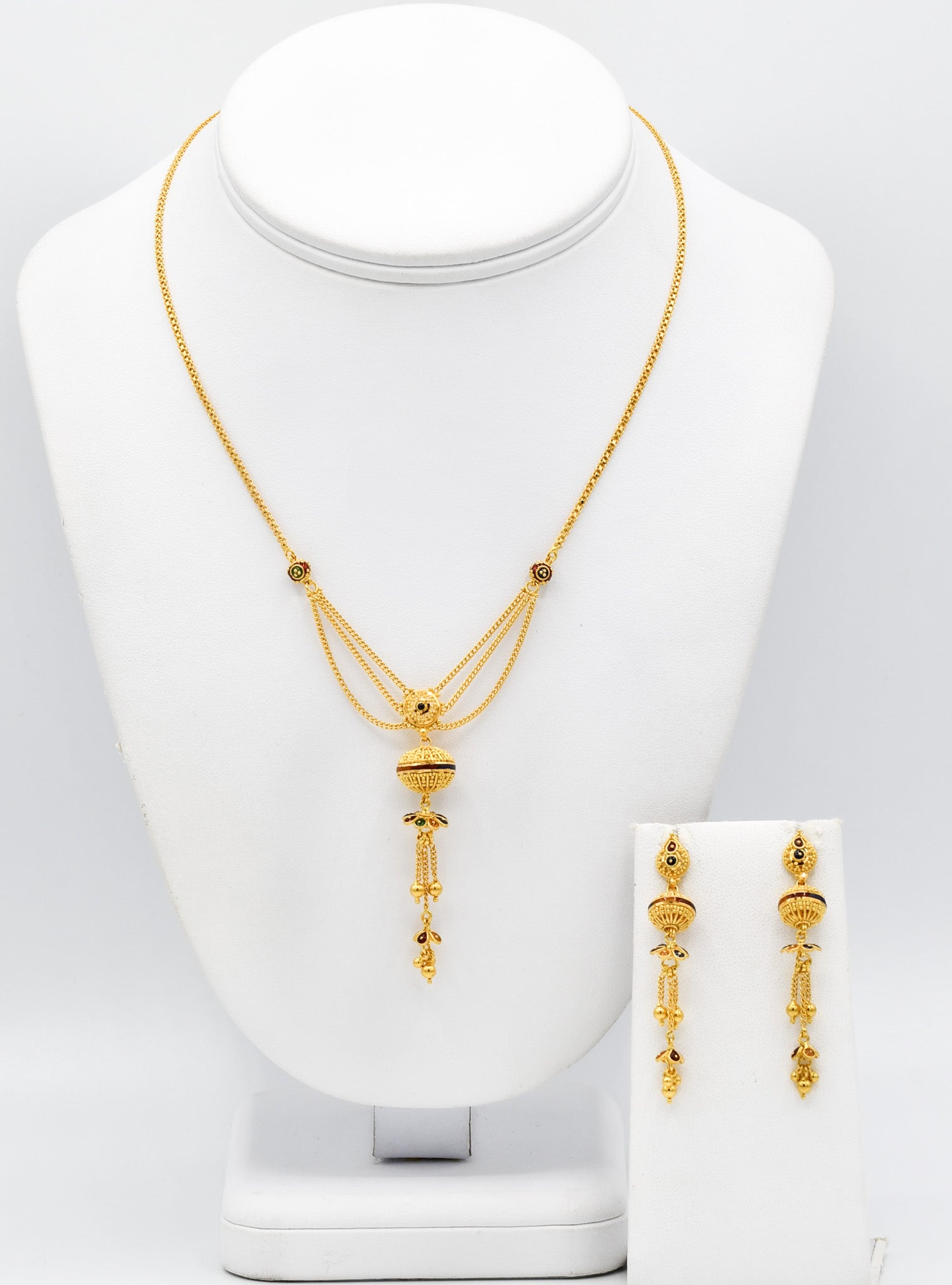 22ct Gold Mina Necklace Set - Roop Darshan
