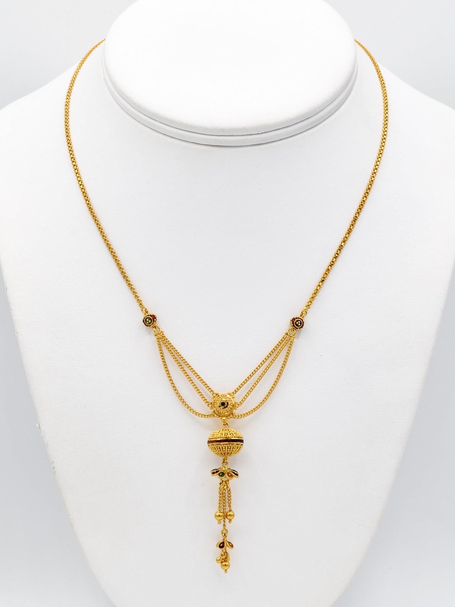 22ct Gold Mina Necklace Set - Roop Darshan