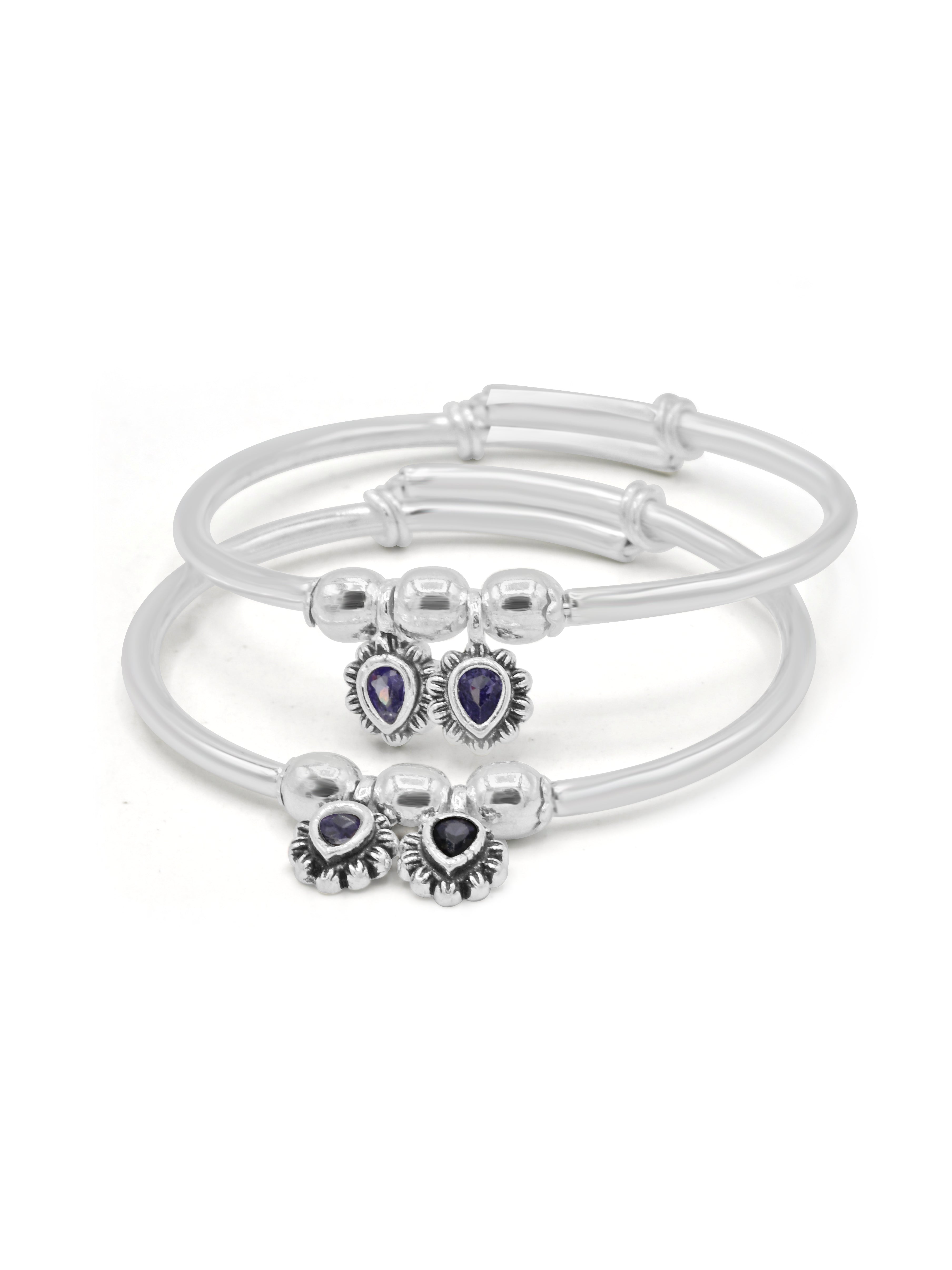 Silver Pair Adjustable Baby Bangle - Roop Darshan