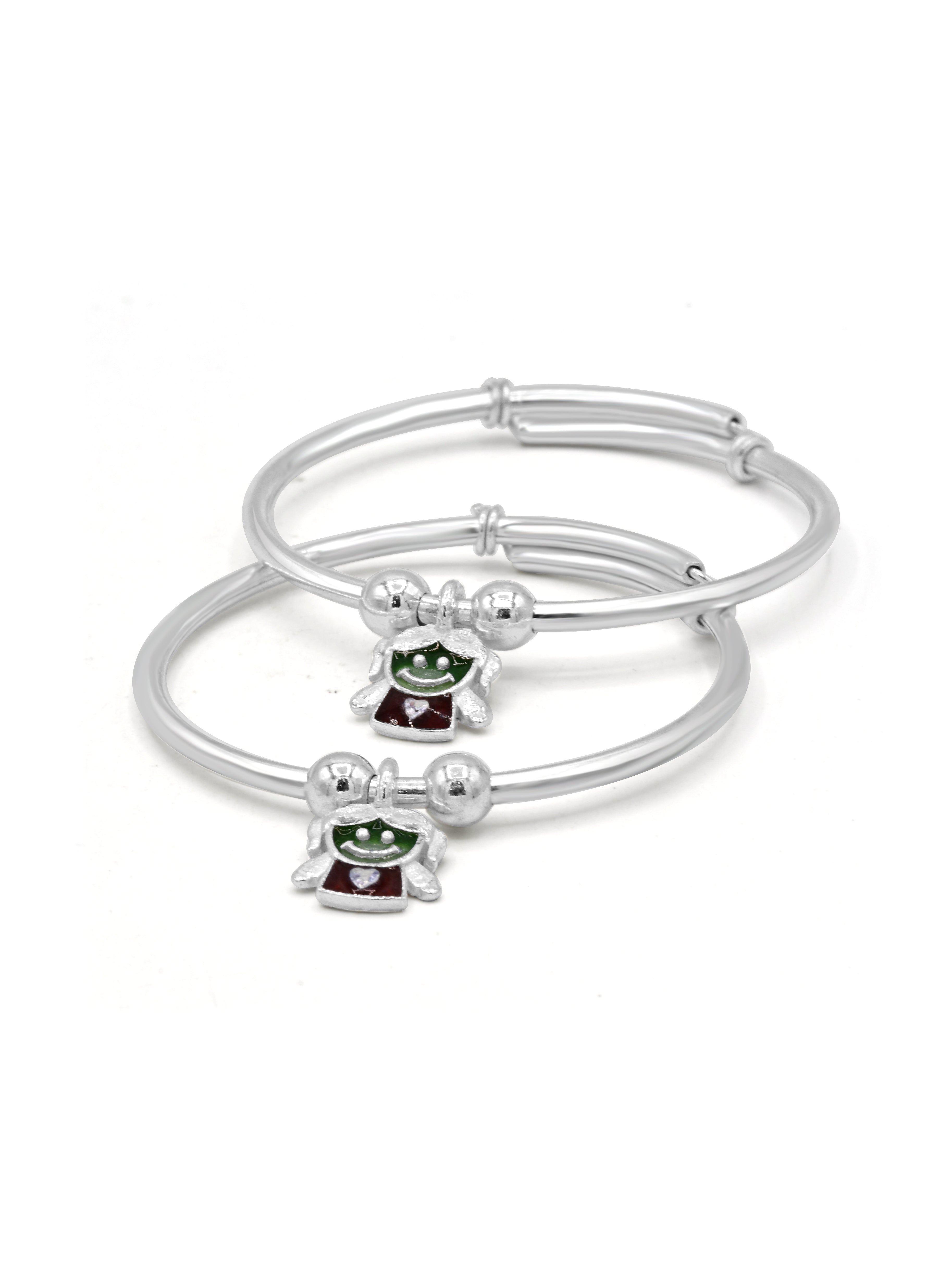 Silver Pair Adjustable Baby Bangle - Roop Darshan