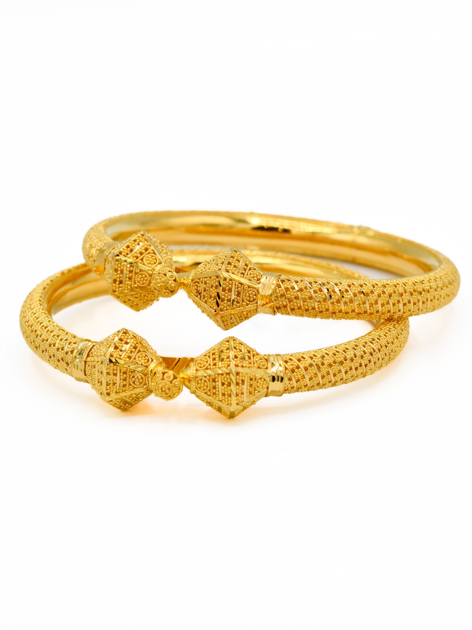 22ct Gold Filigree Screw Pair Bangle - Roop Darshan
