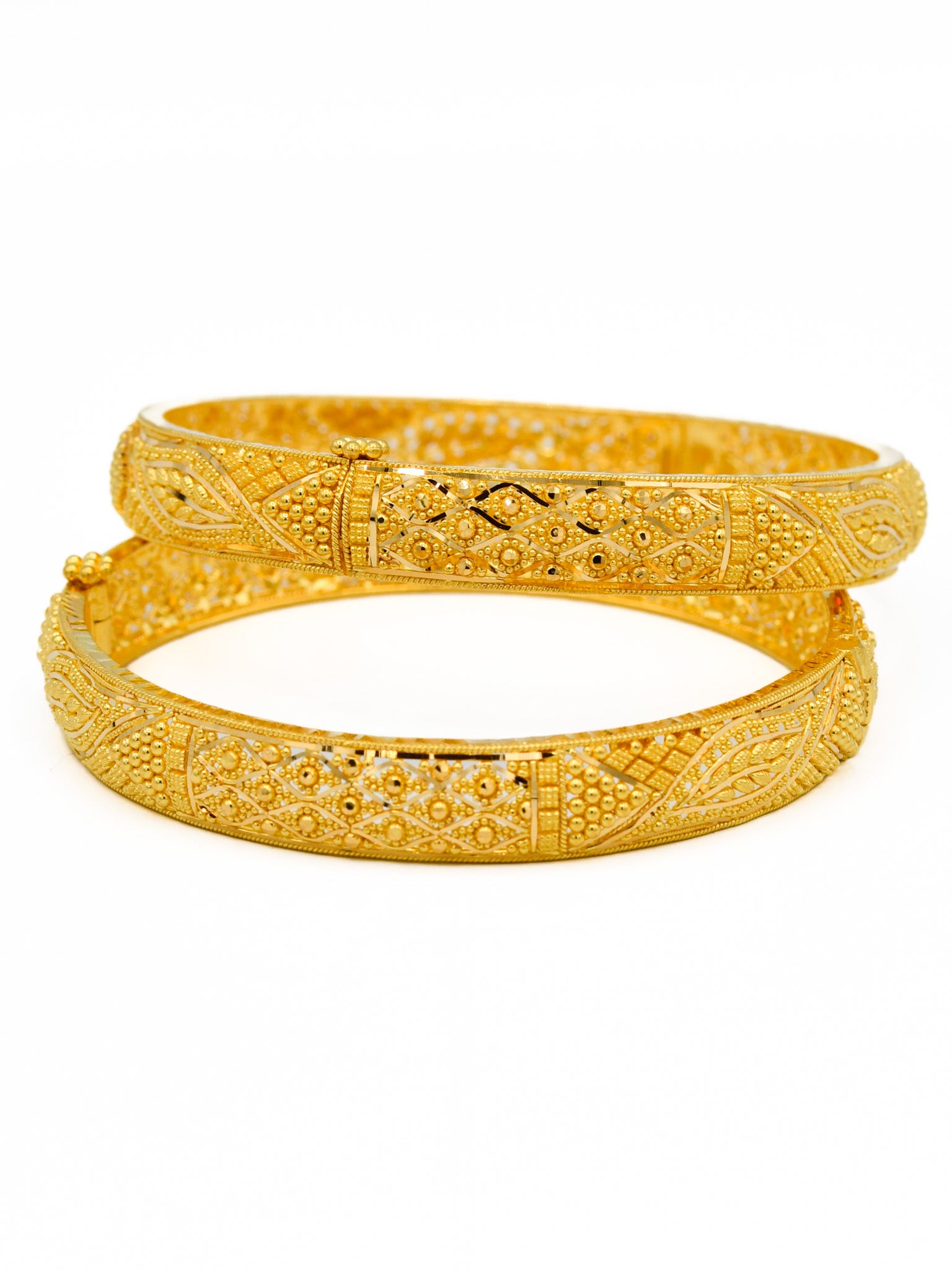 22ct Gold Filigree Screw Pair Bangle - Roop Darshan