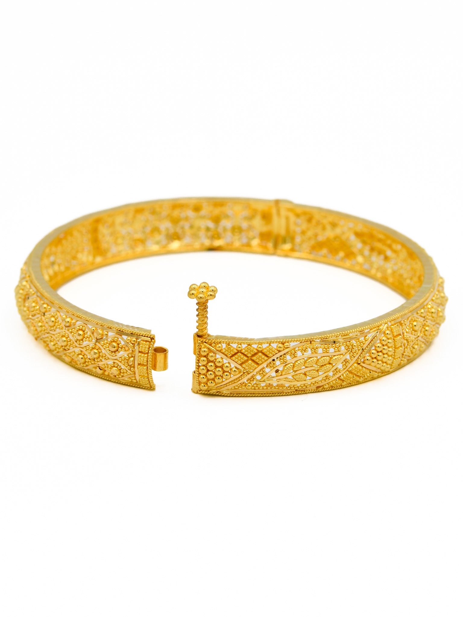 22ct Gold Filigree Screw Pair Bangle - Roop Darshan