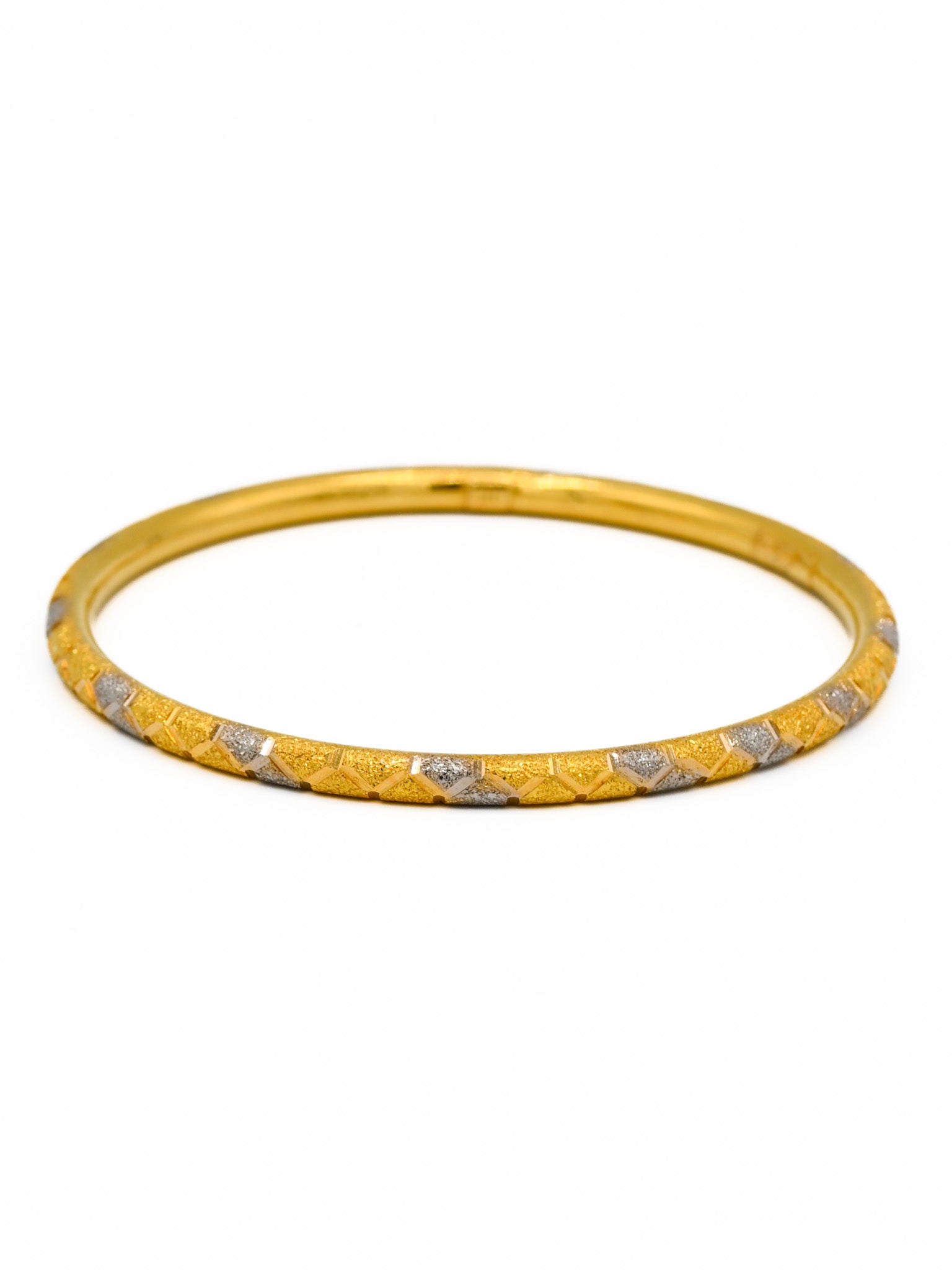 22ct Gold Two Tone Sand Blast Design Pair Bangle - Roop Darshan