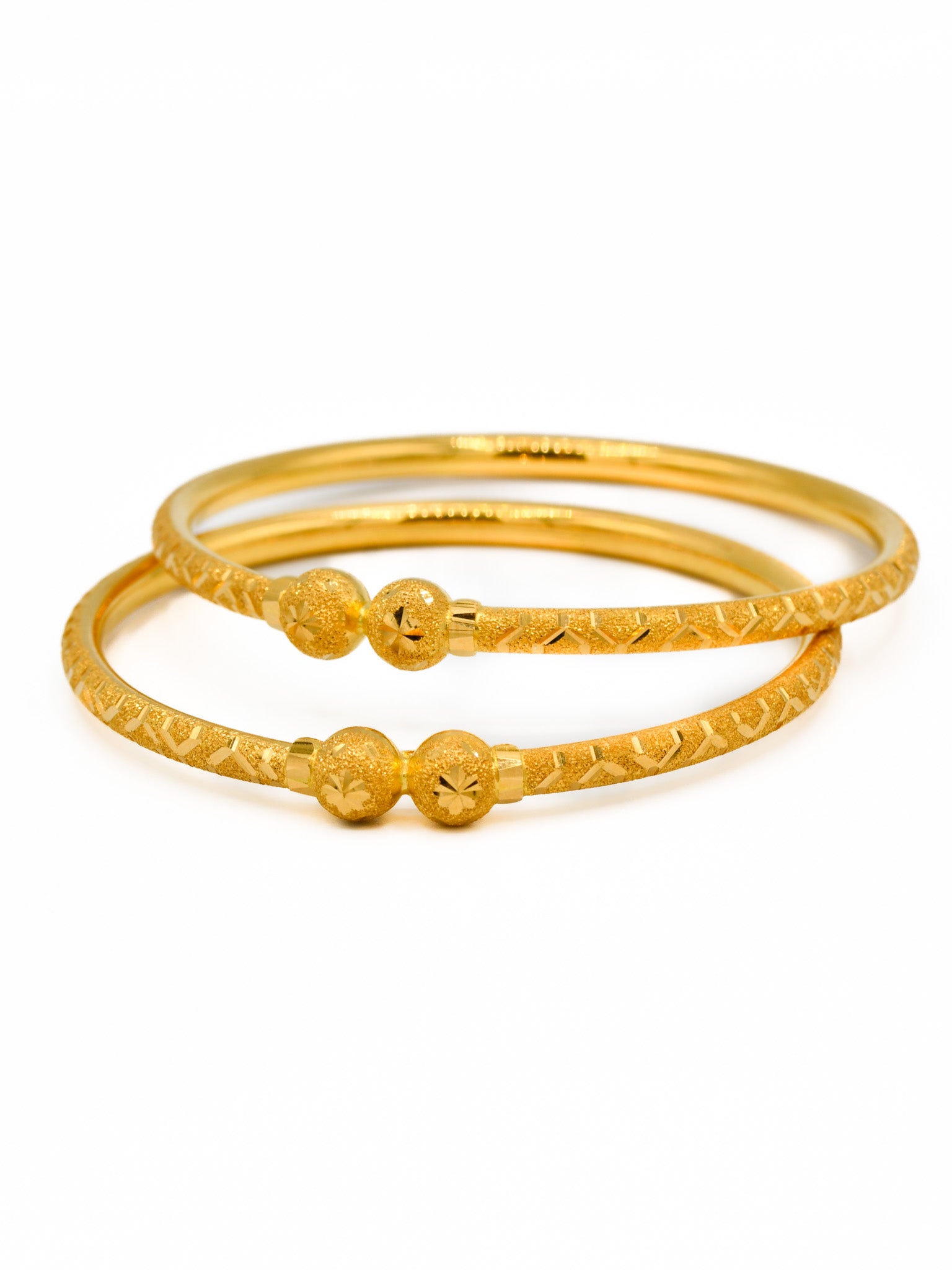 22ct Gold Sand Blast Design Pair Bangle - Roop Darshan