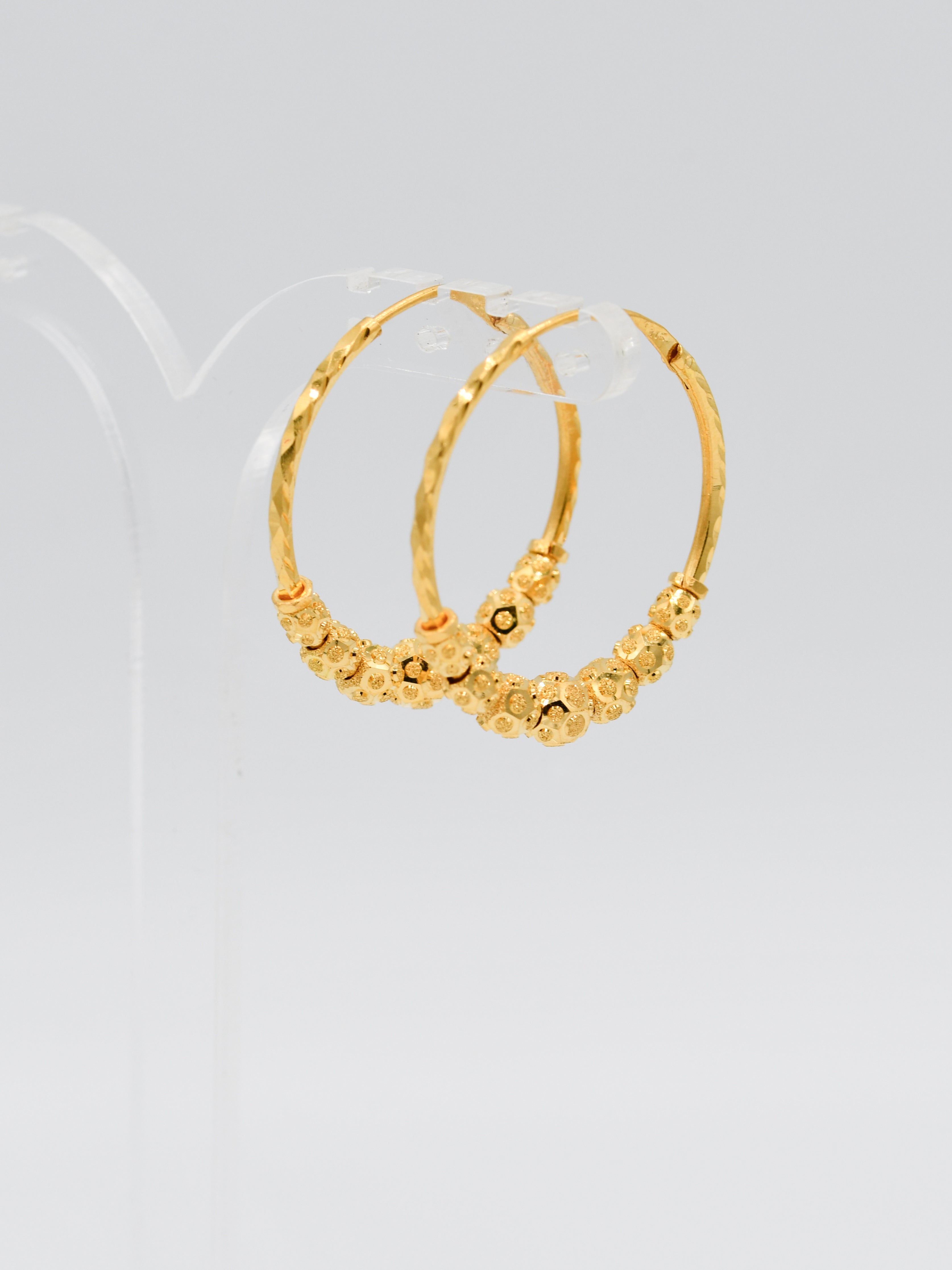 22ct Gold Two Tone Sand Blast Design Pair Bangle - Roop Darshan