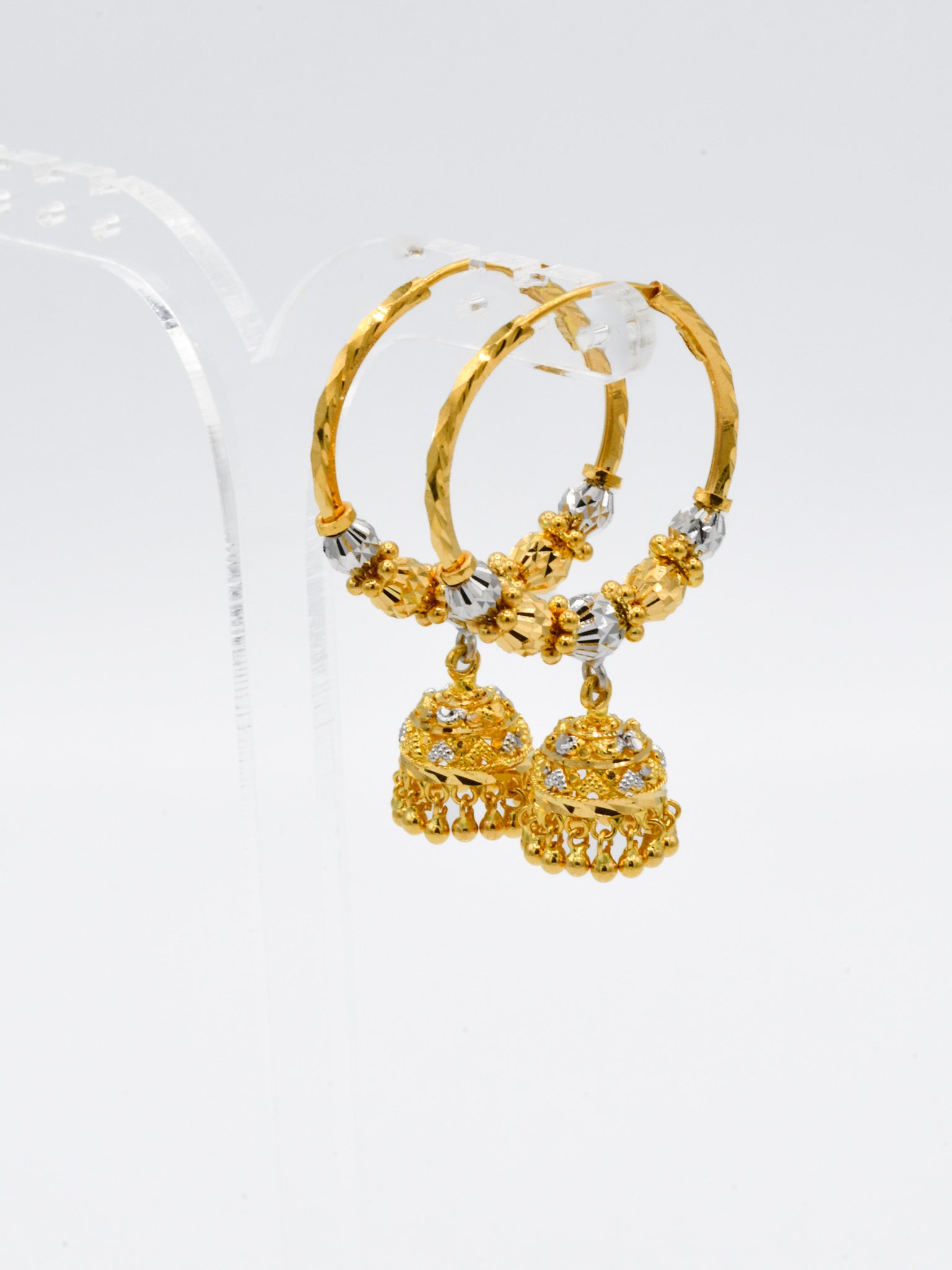 22ct Gold Two Tone Ball Jhumki Bali - Roop Darshan