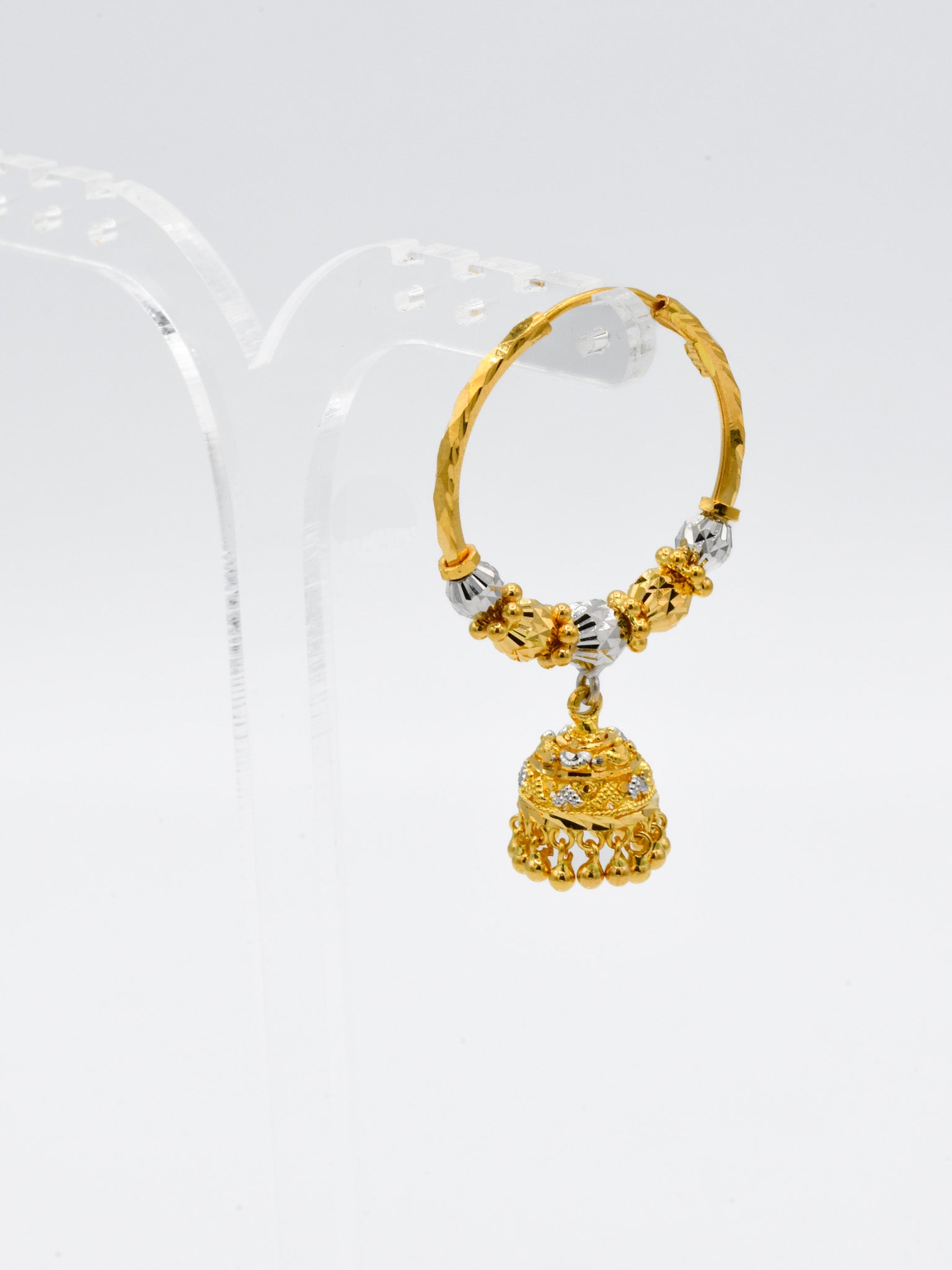 22ct Gold Two Tone Ball Jhumki Bali - Roop Darshan
