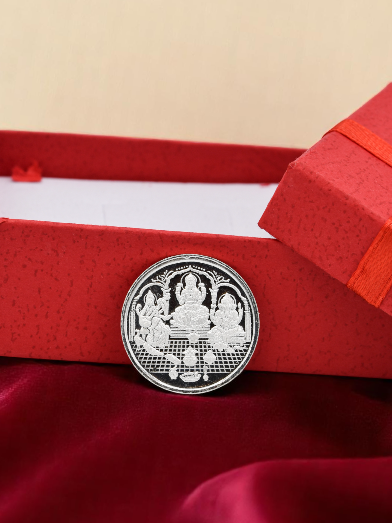 5 Grams Silver Laxmiji, Saraswati & Ganesha Coin
