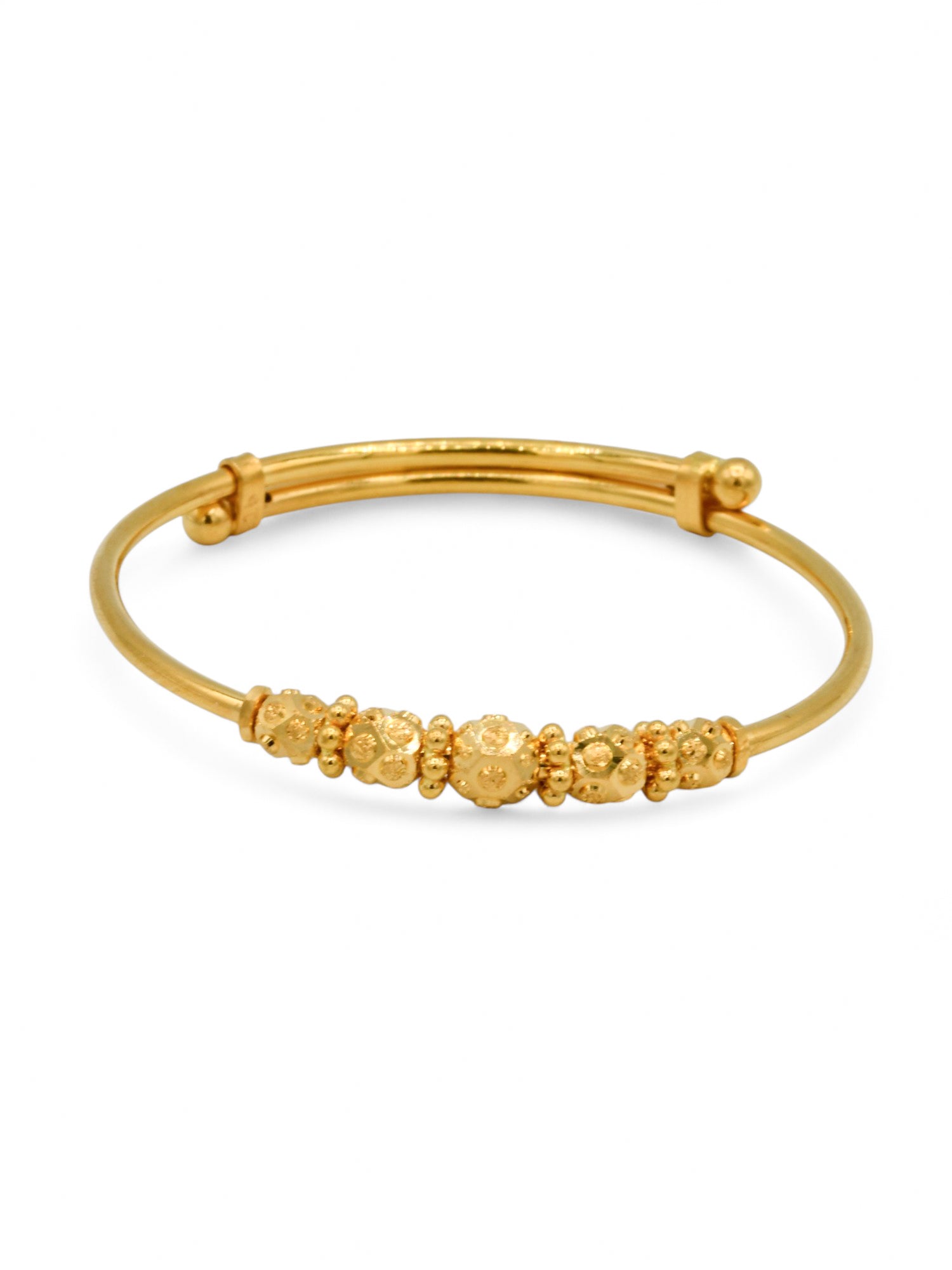 22ct Gold Ball Adjustable Pair Baby Bangle - Roop Darshan
