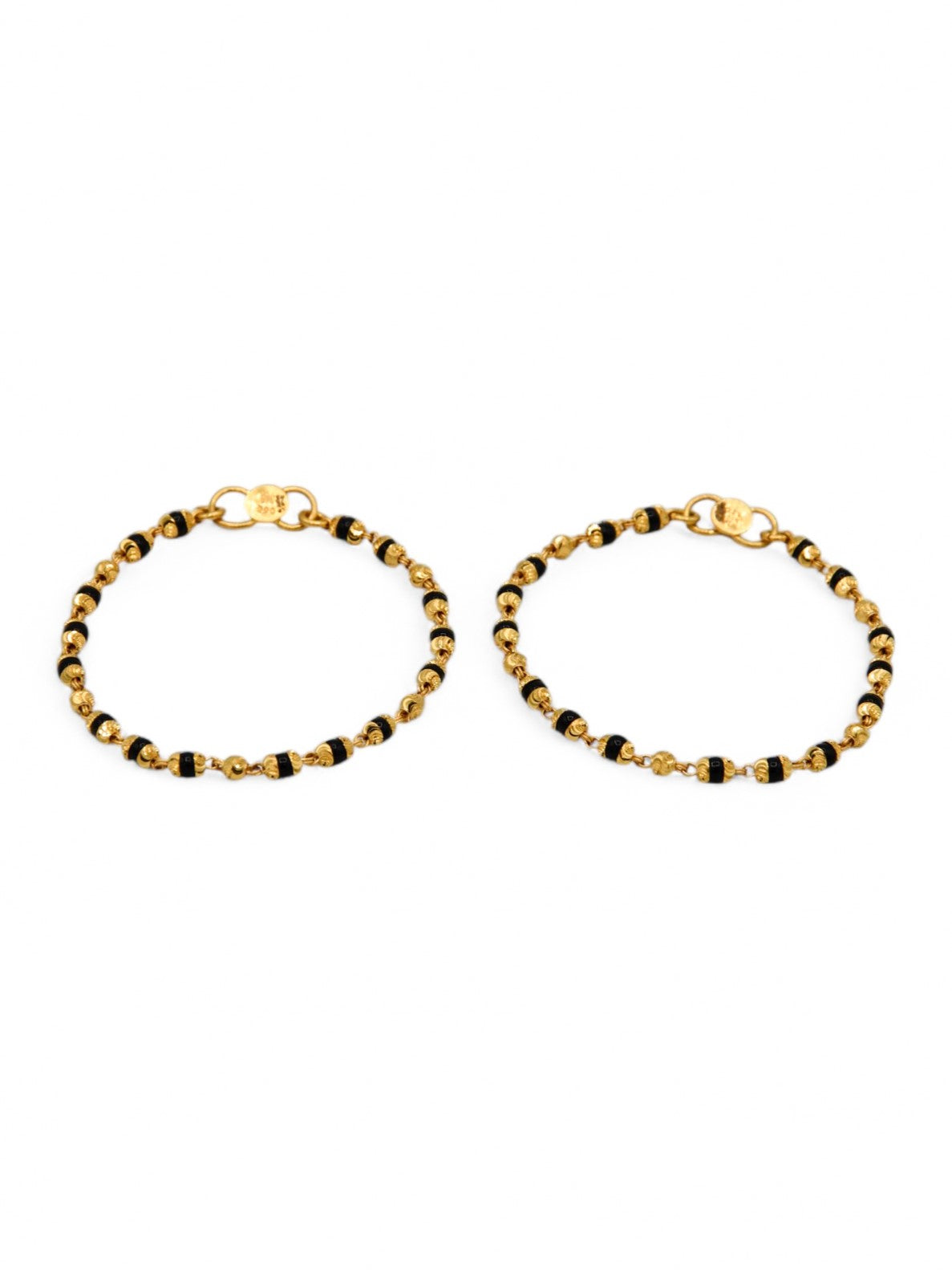 22ct Gold Ball Black Beads Baby Bracelet
