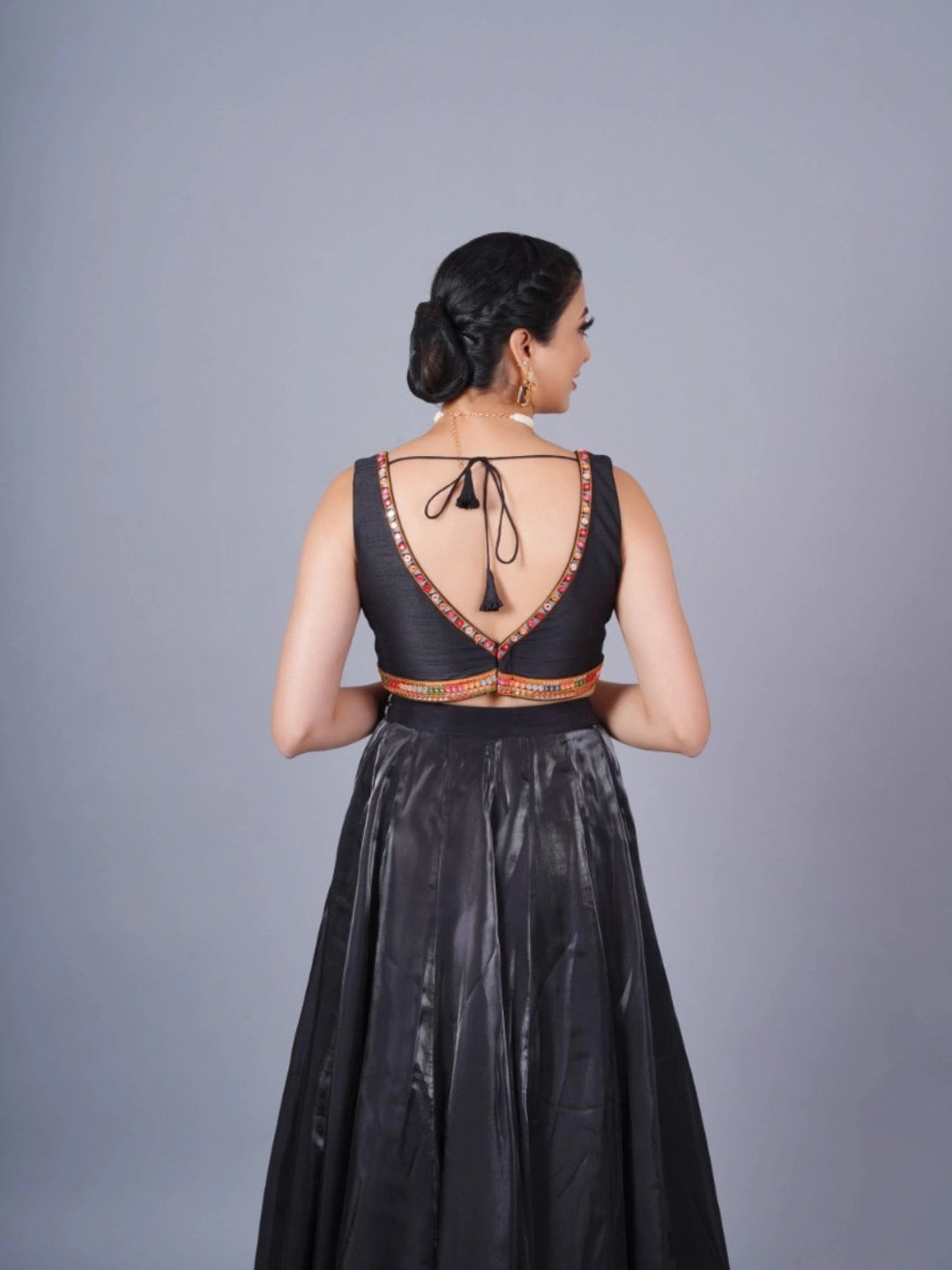 Silk Embroidered Mirror Work Blouse - Roop Darshan