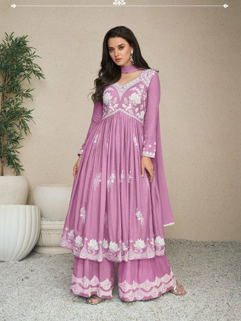 Karishma Rayon Embroidered Work Palazzo Suit - Roop Darshan