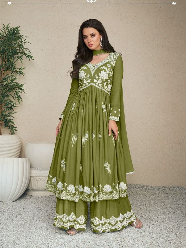 Karishma Rayon Embroidered Work Palazzo Suit - Roop Darshan