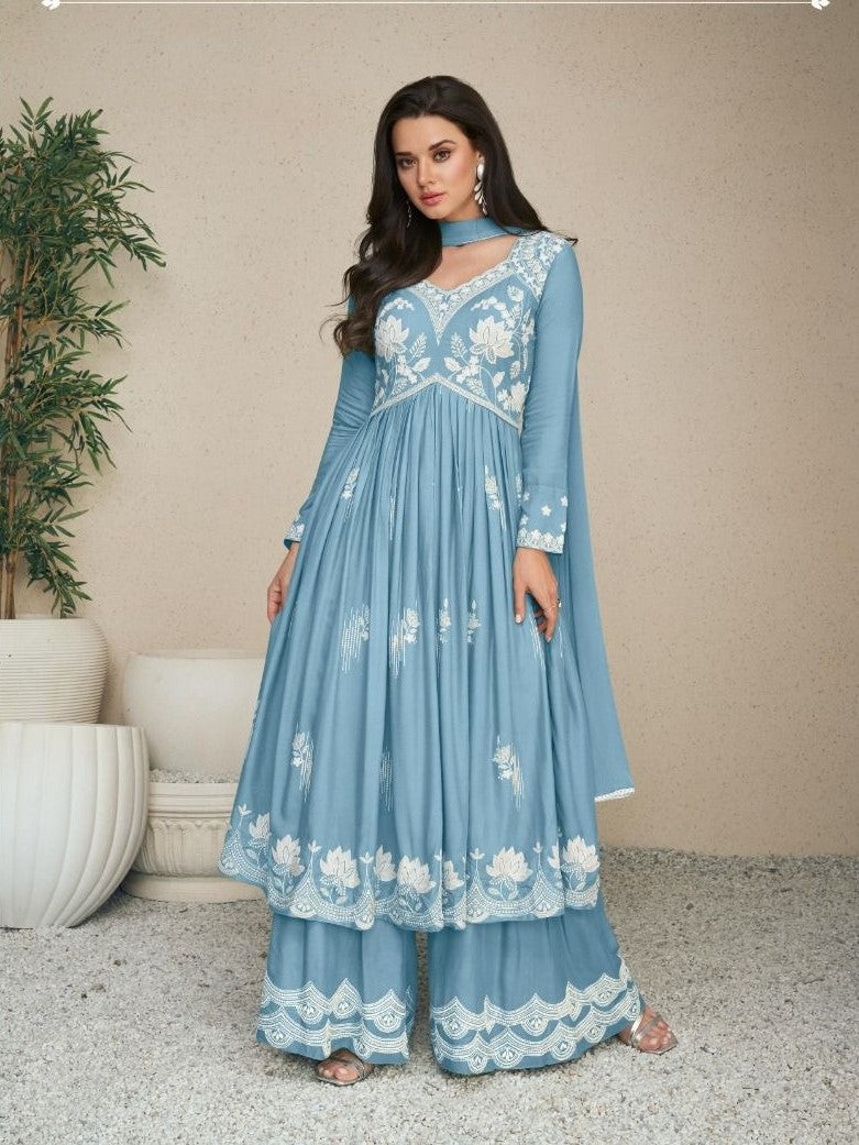 Karishma Rayon Embroidered Work Palazzo Suit - Roop Darshan