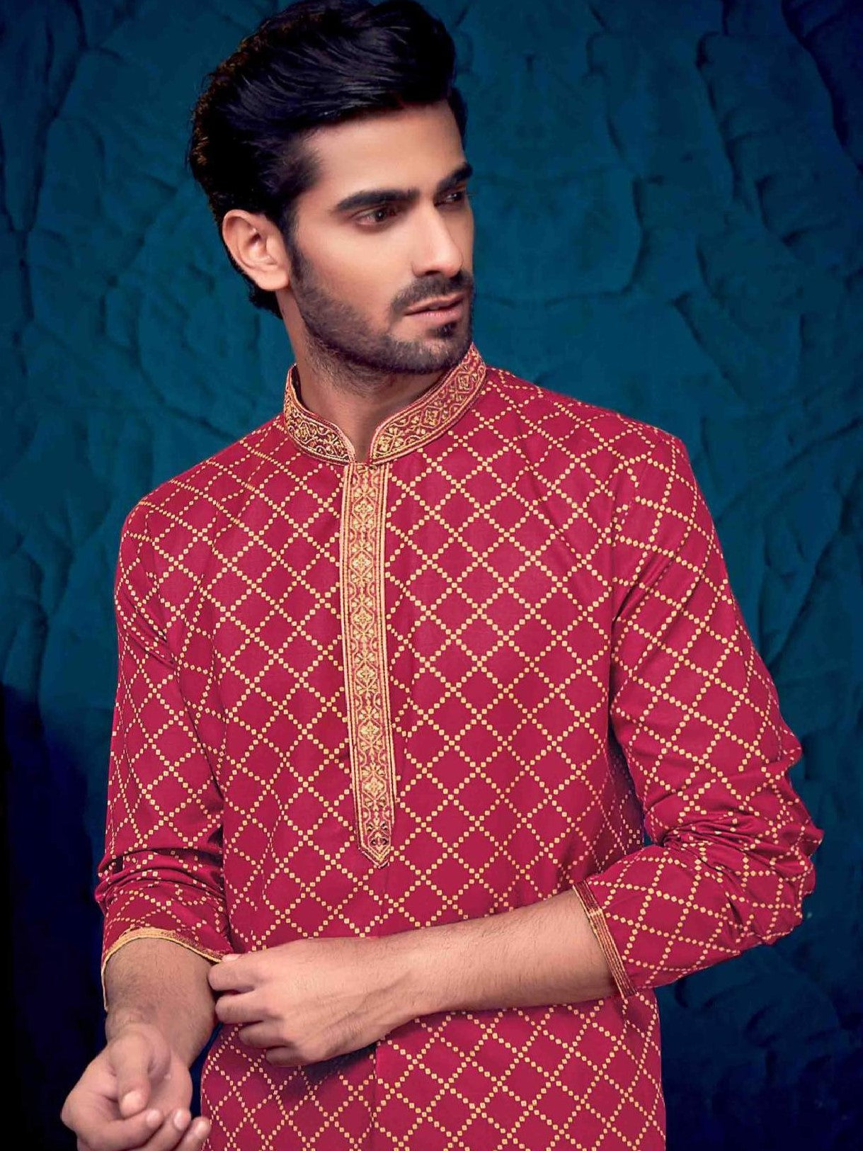 Mens Embroidered Kurta Payjama - Roop Darshan