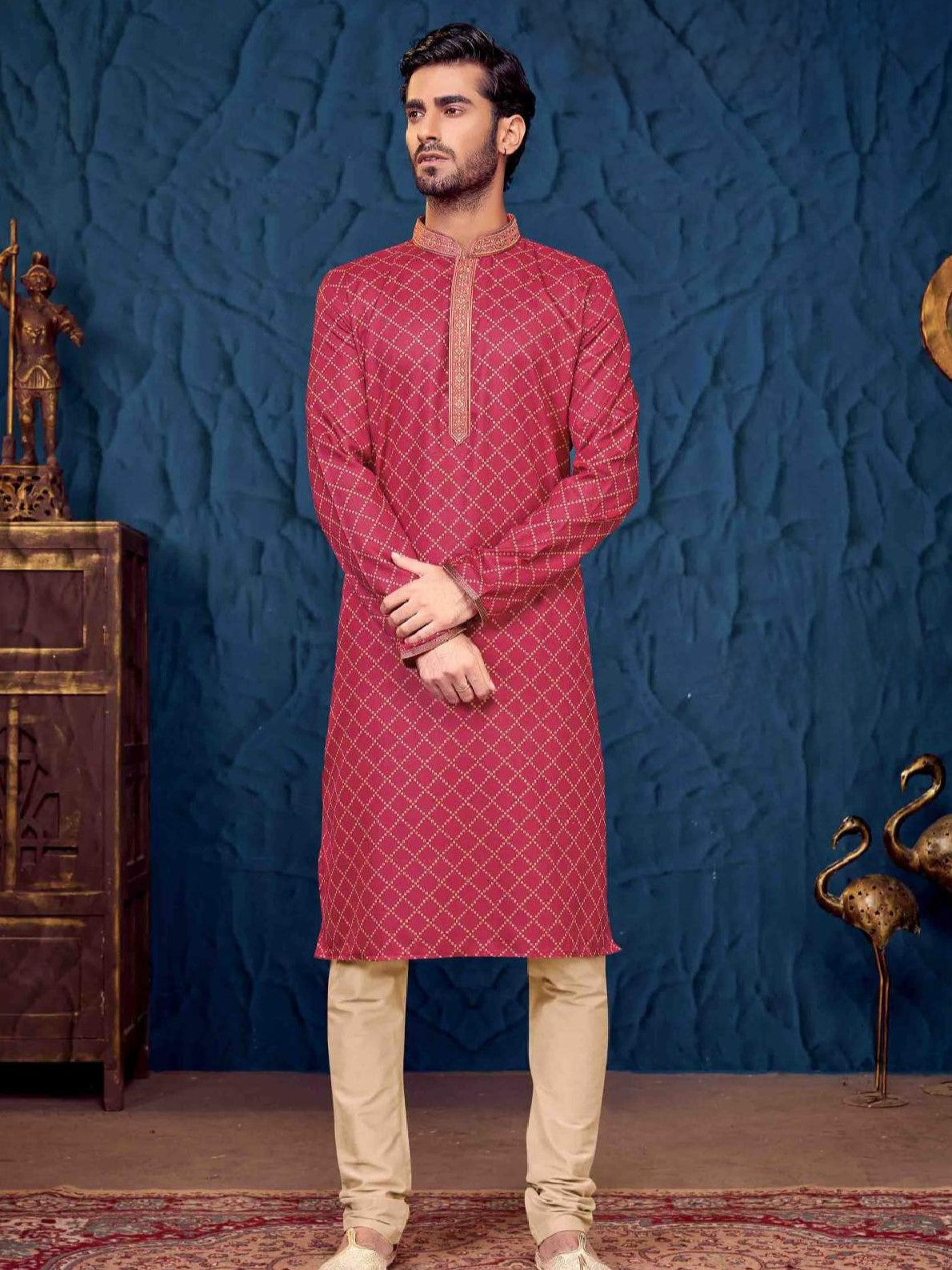 Mens Embroidered Kurta Payjama - Roop Darshan