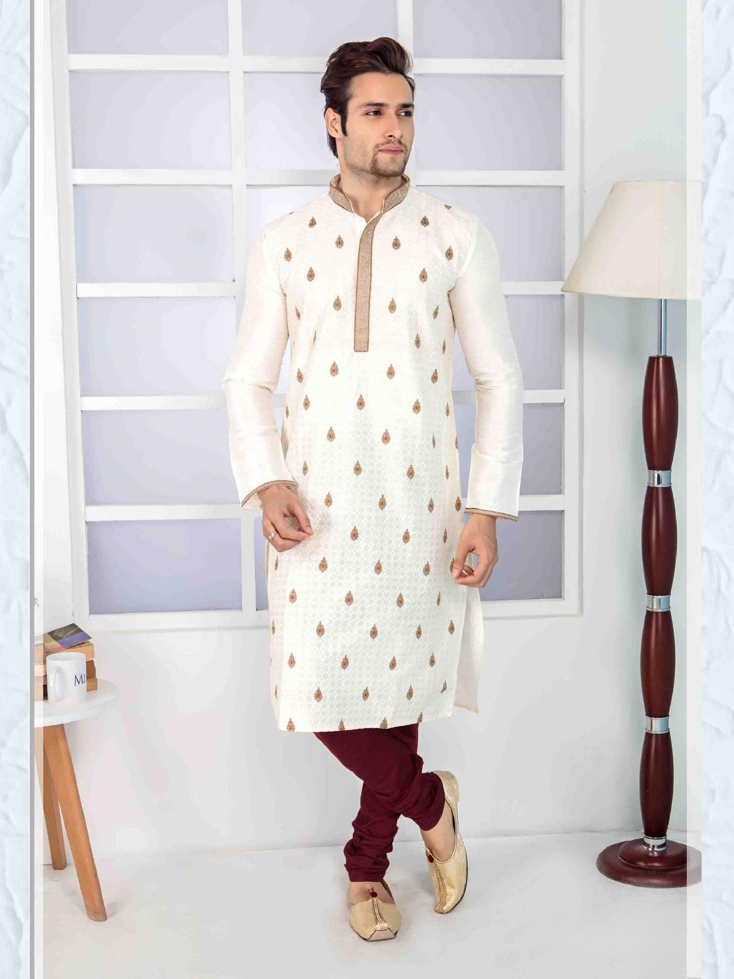 Mens Embroidered Kurta Payjama - Roop Darshan