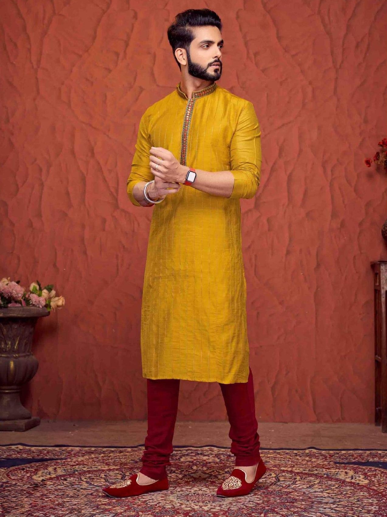 Mens Embroidered Kurta Payjama - Roop Darshan