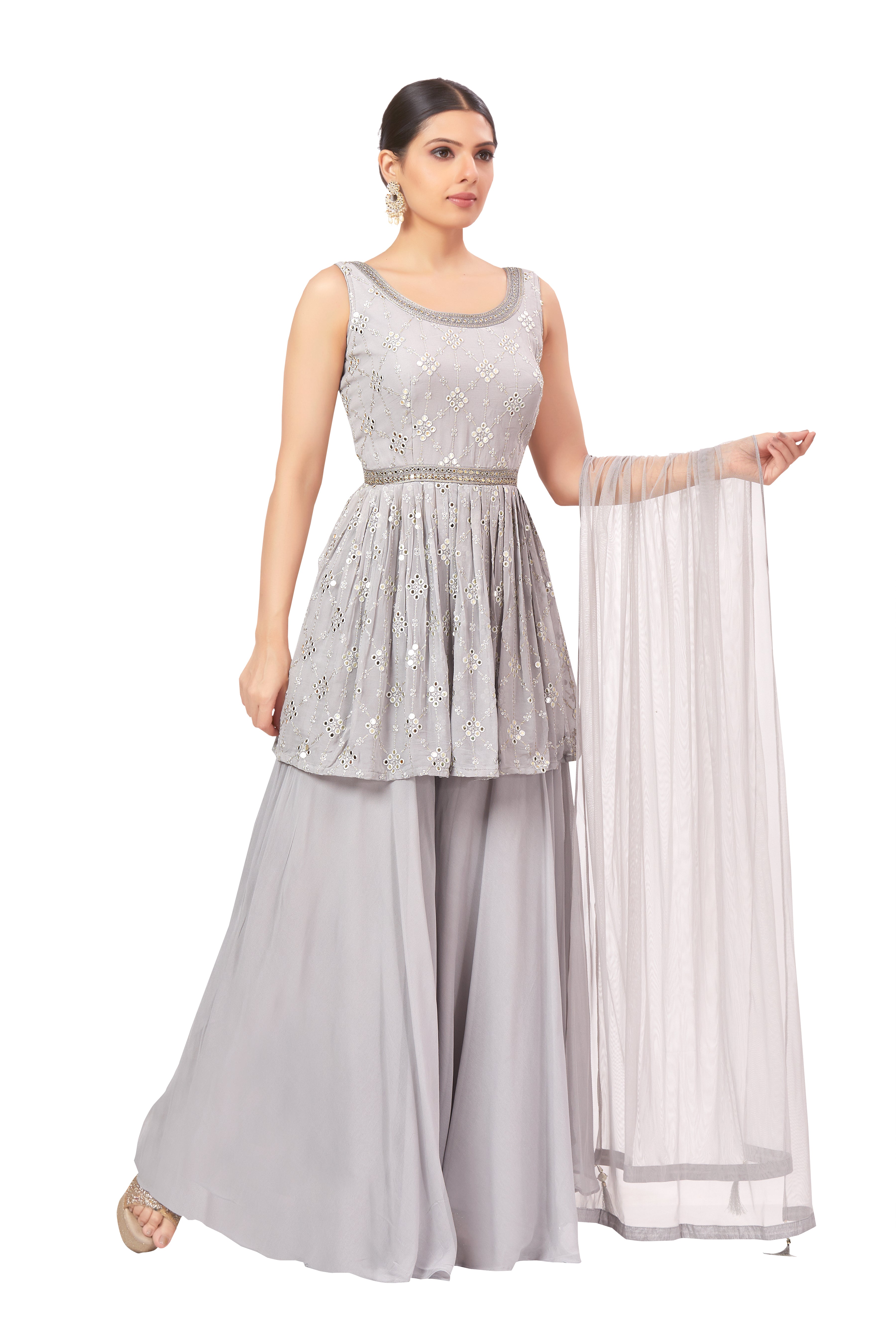 Anjana Paplum Top Palazzo Suit - Roop Darshan