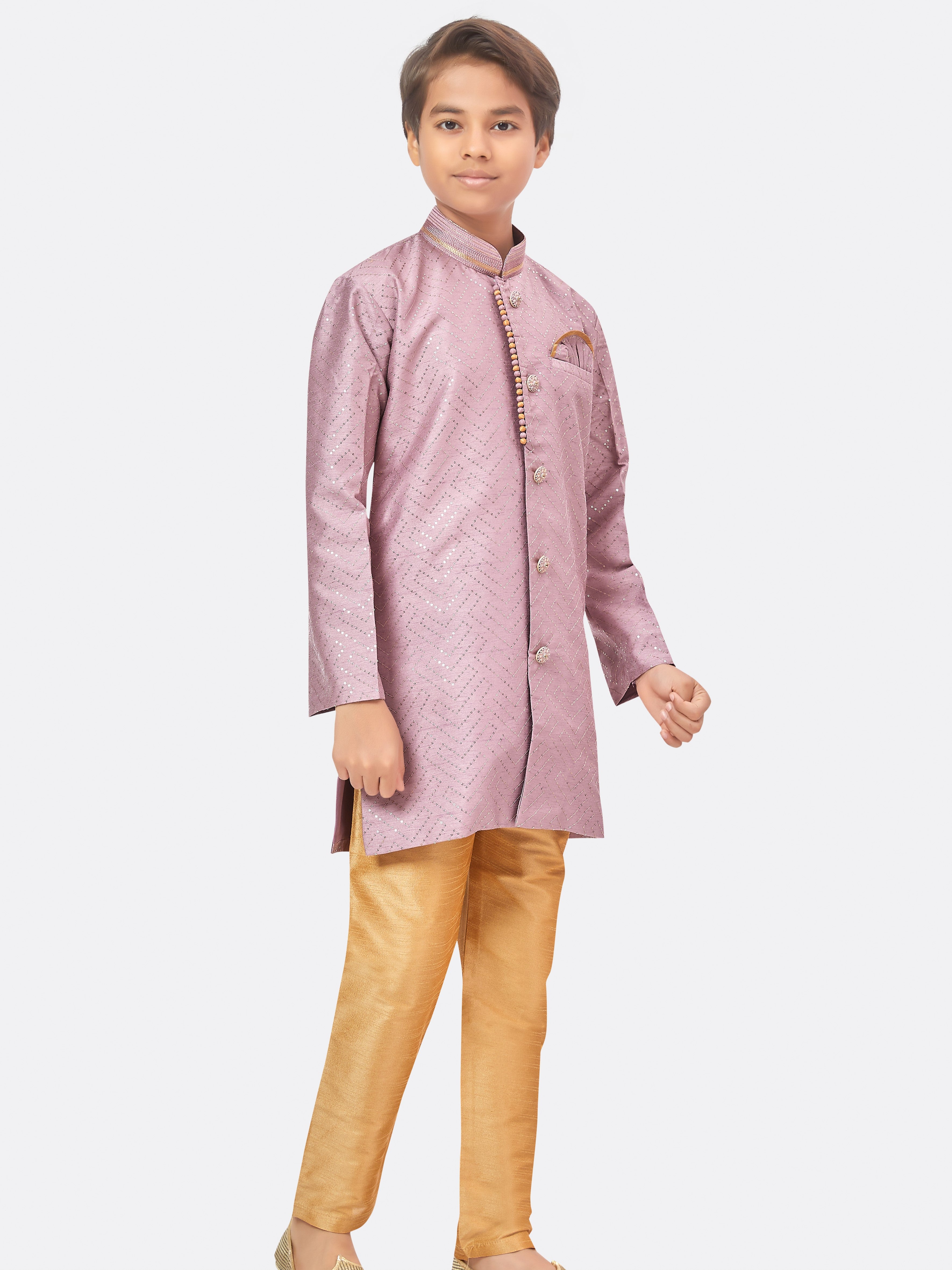 Boys Sequin Embroidered Kurta Set - Roop Darshan