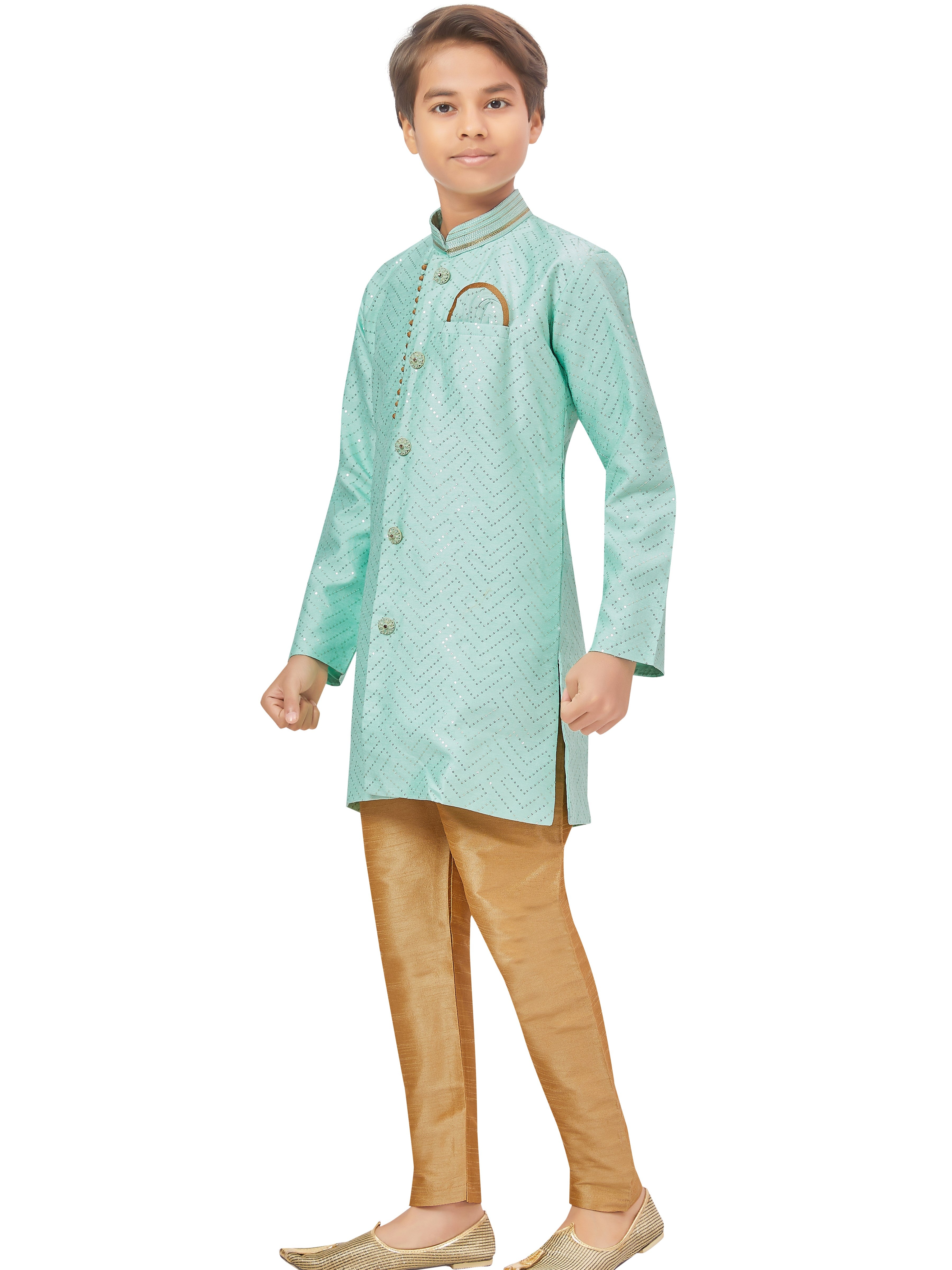 Boys Sequin Embroidered Kurta Set - Roop Darshan