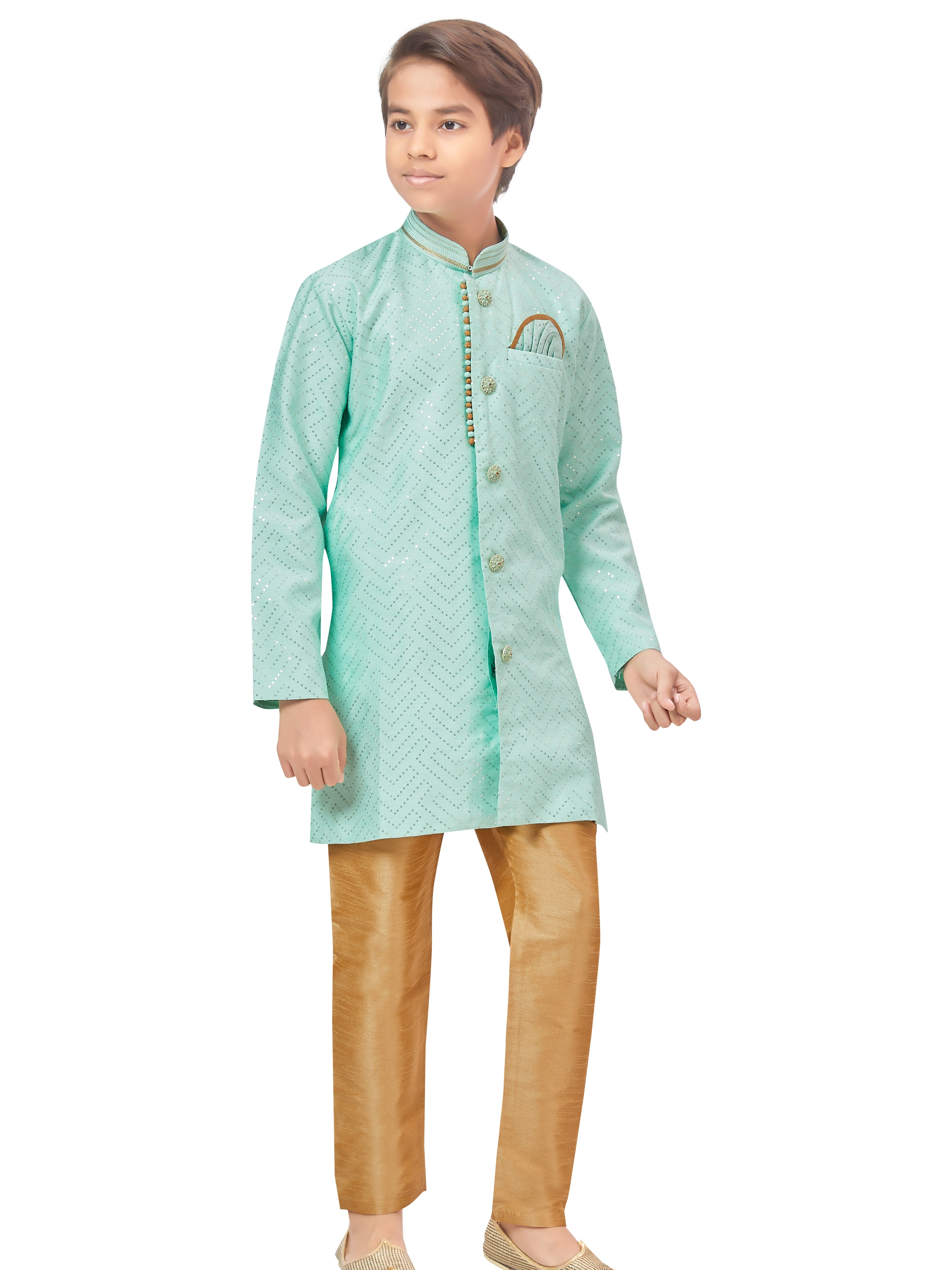 Boys Sequin Embroidered Kurta Set - Roop Darshan