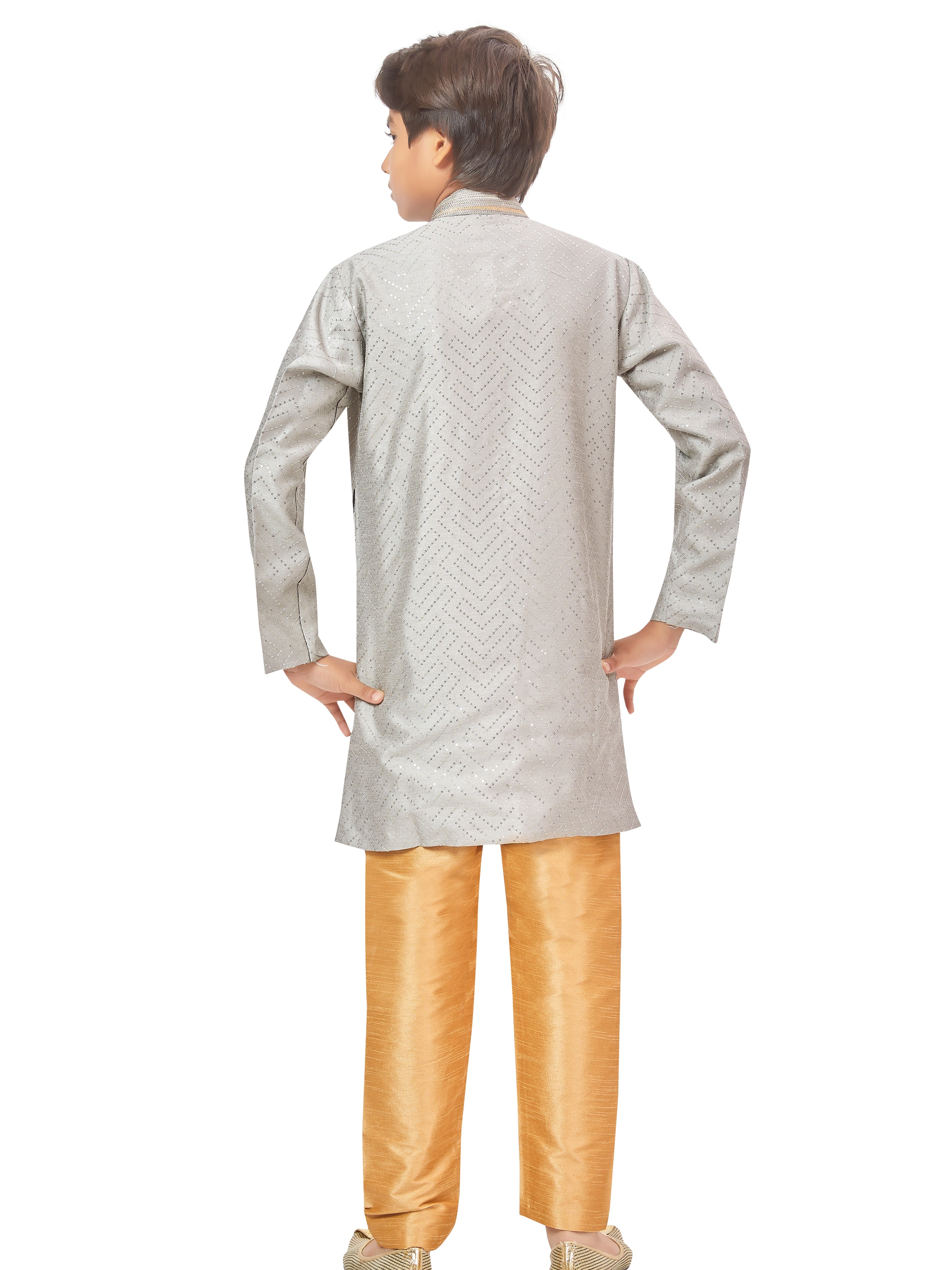 Boys Sequin Embroidered Kurta Set - Roop Darshan