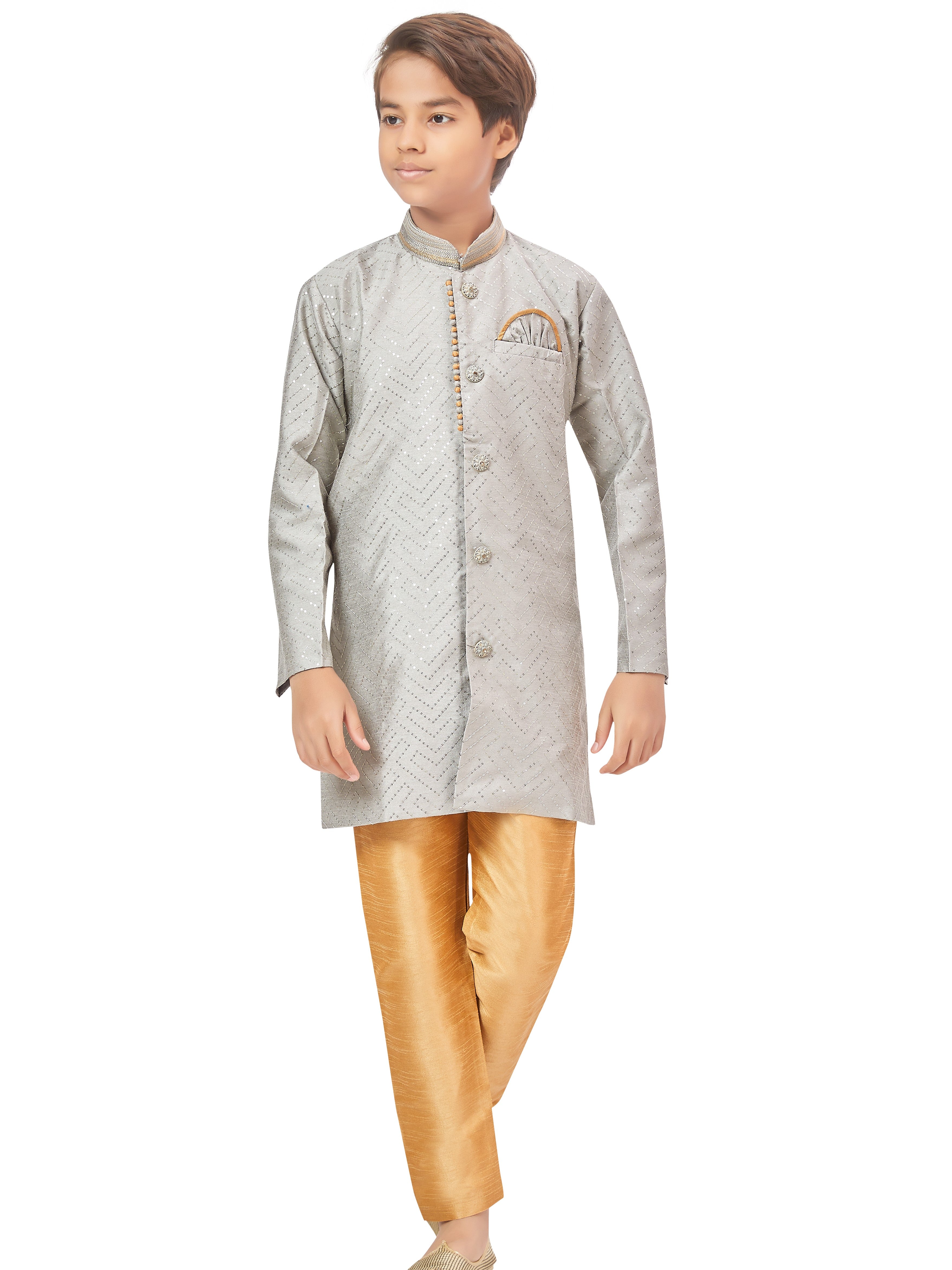Boys Sequin Embroidered Kurta Set - Roop Darshan