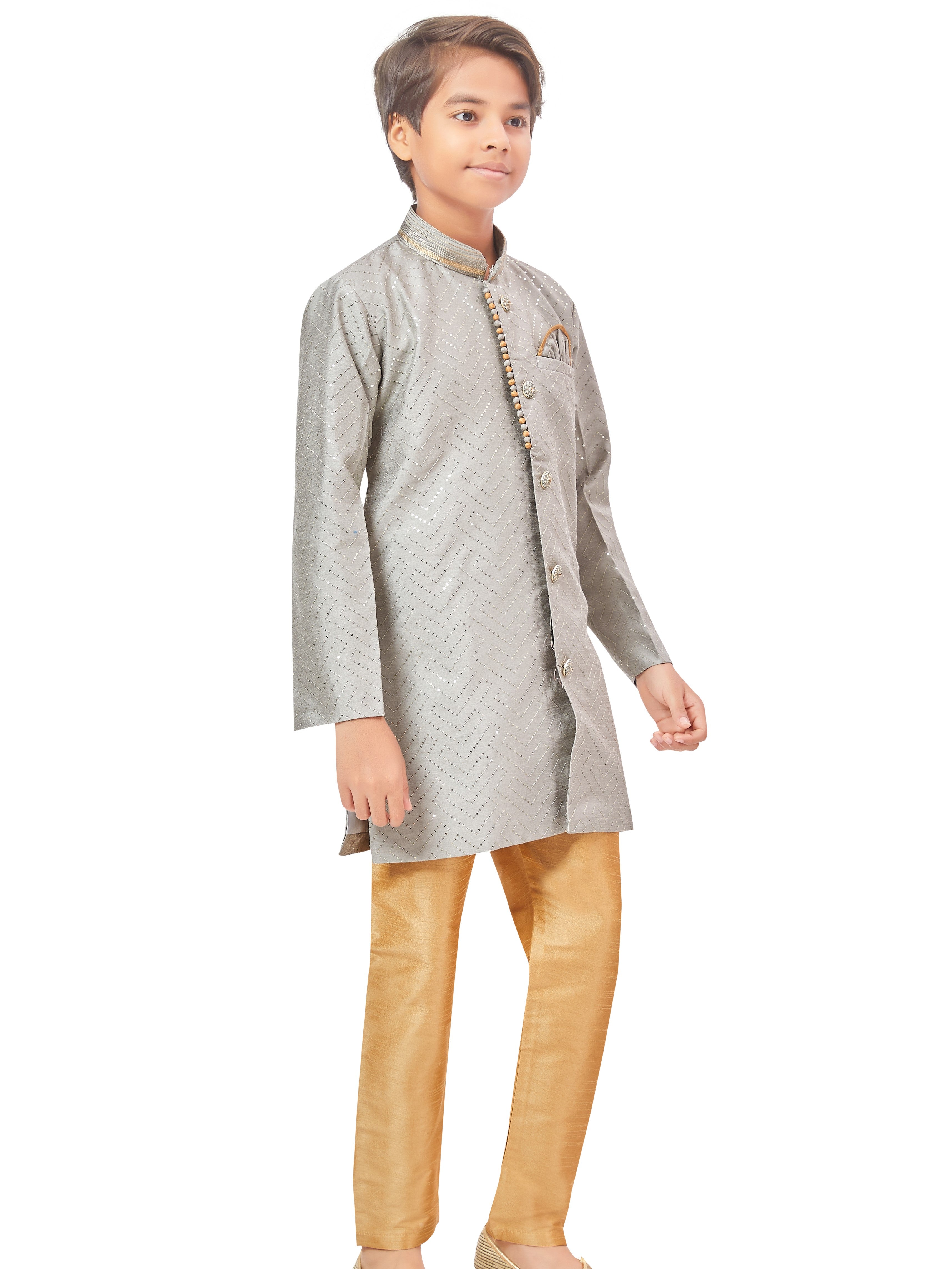 Boys Sequin Embroidered Kurta Set - Roop Darshan