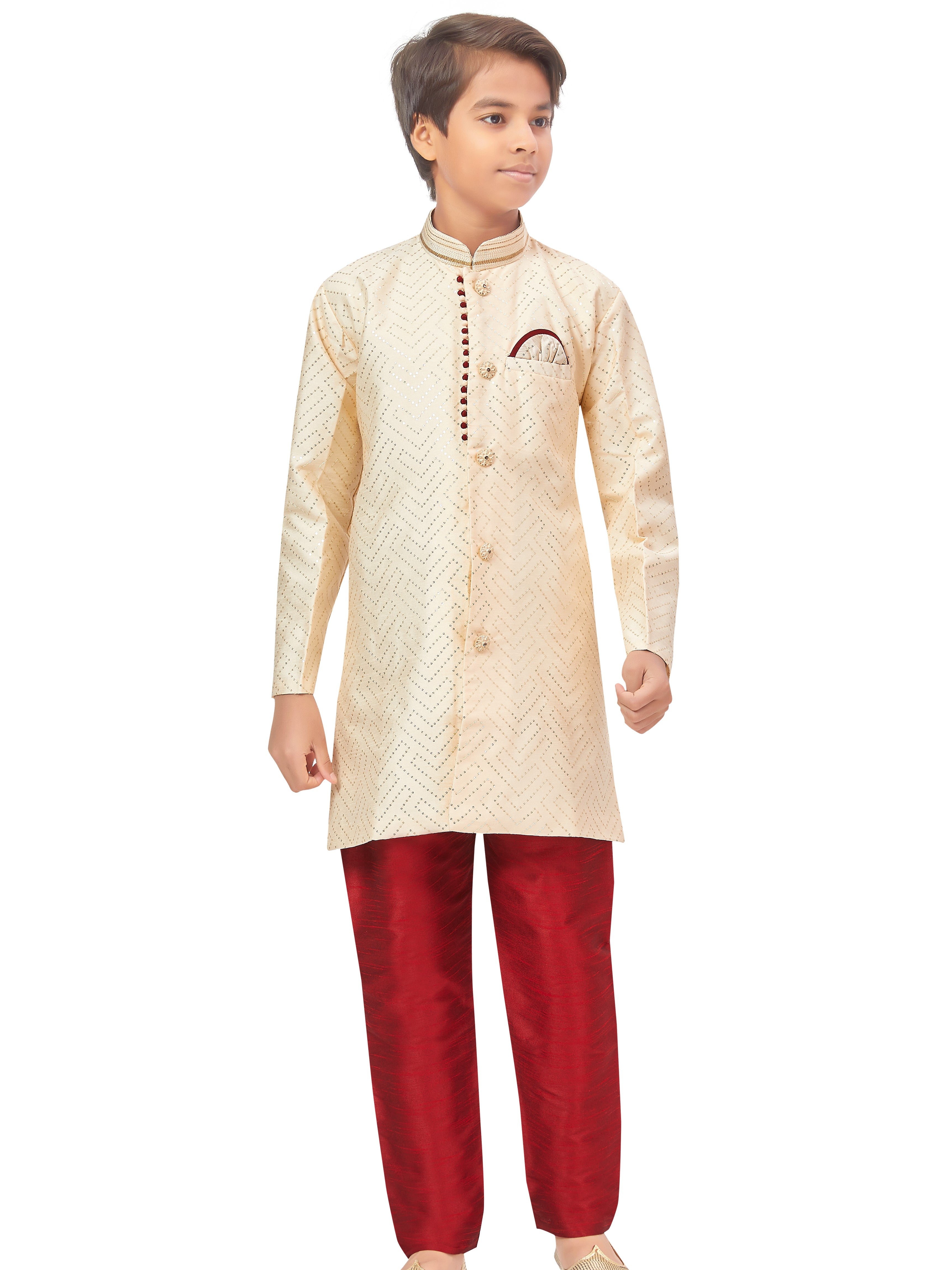 Boys Sequin Embroidered Kurta Set - Roop Darshan