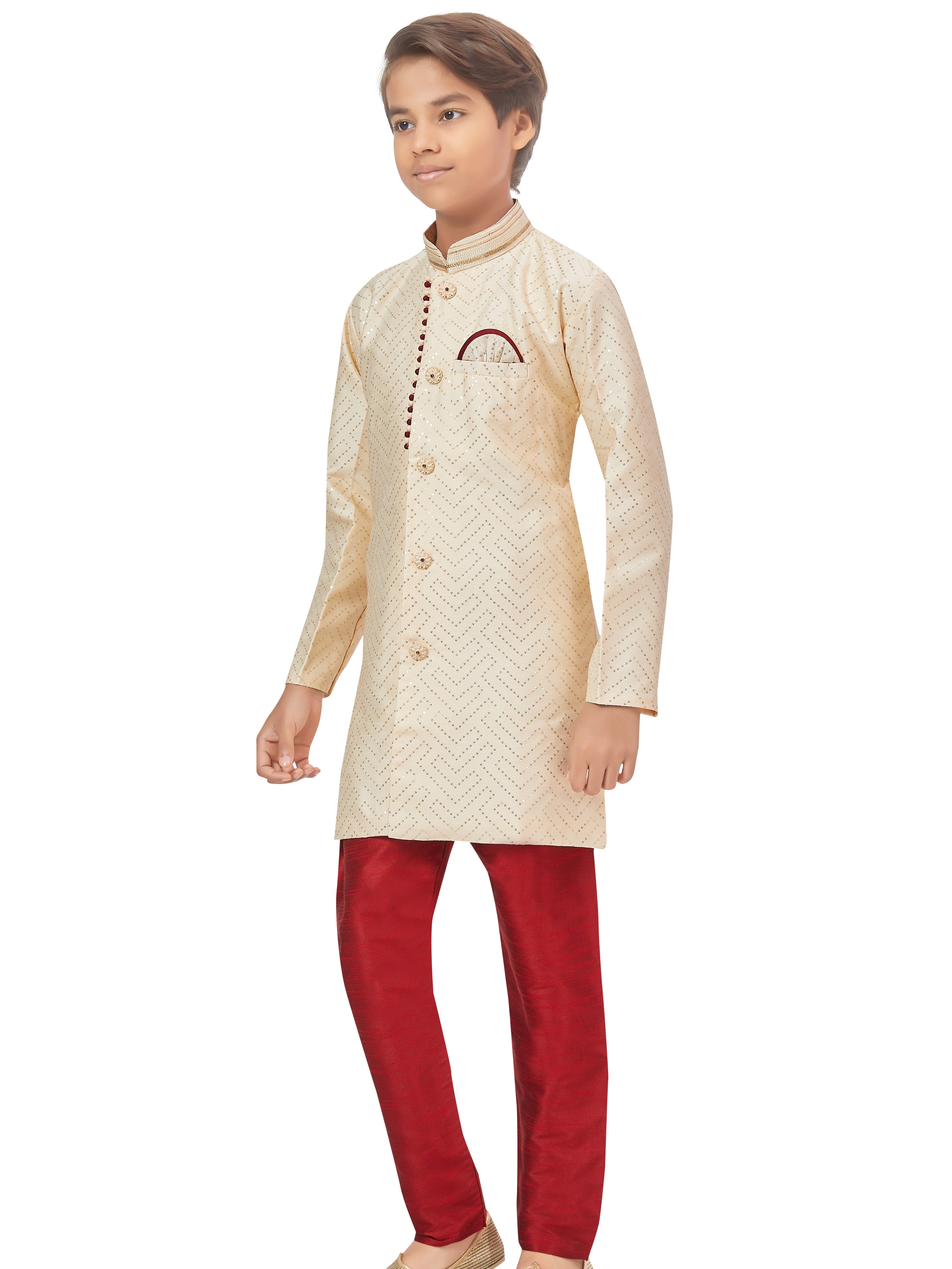 Boys Sequin Embroidered Kurta Set - Roop Darshan