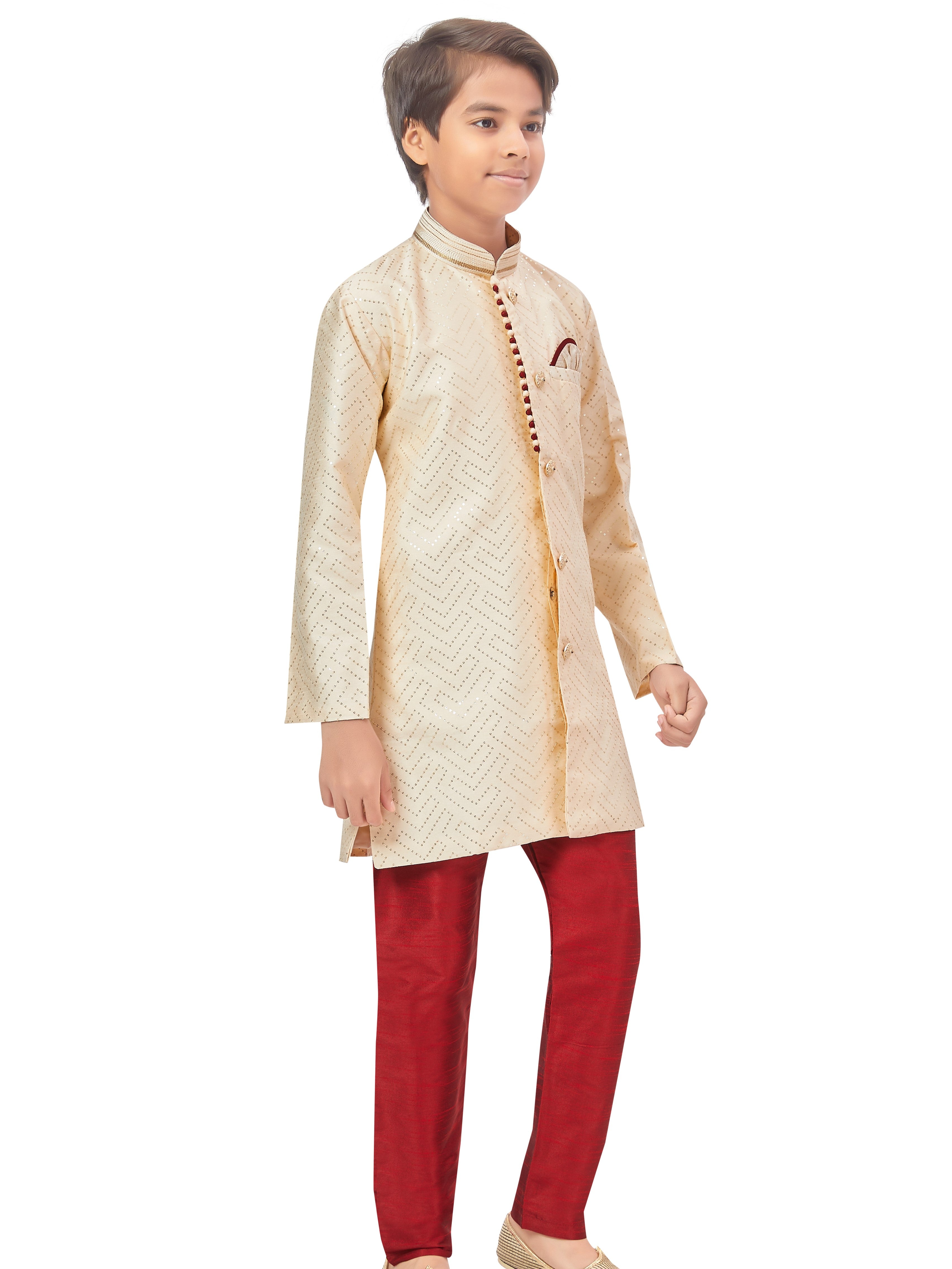 Boys Sequin Embroidered Kurta Set - Roop Darshan