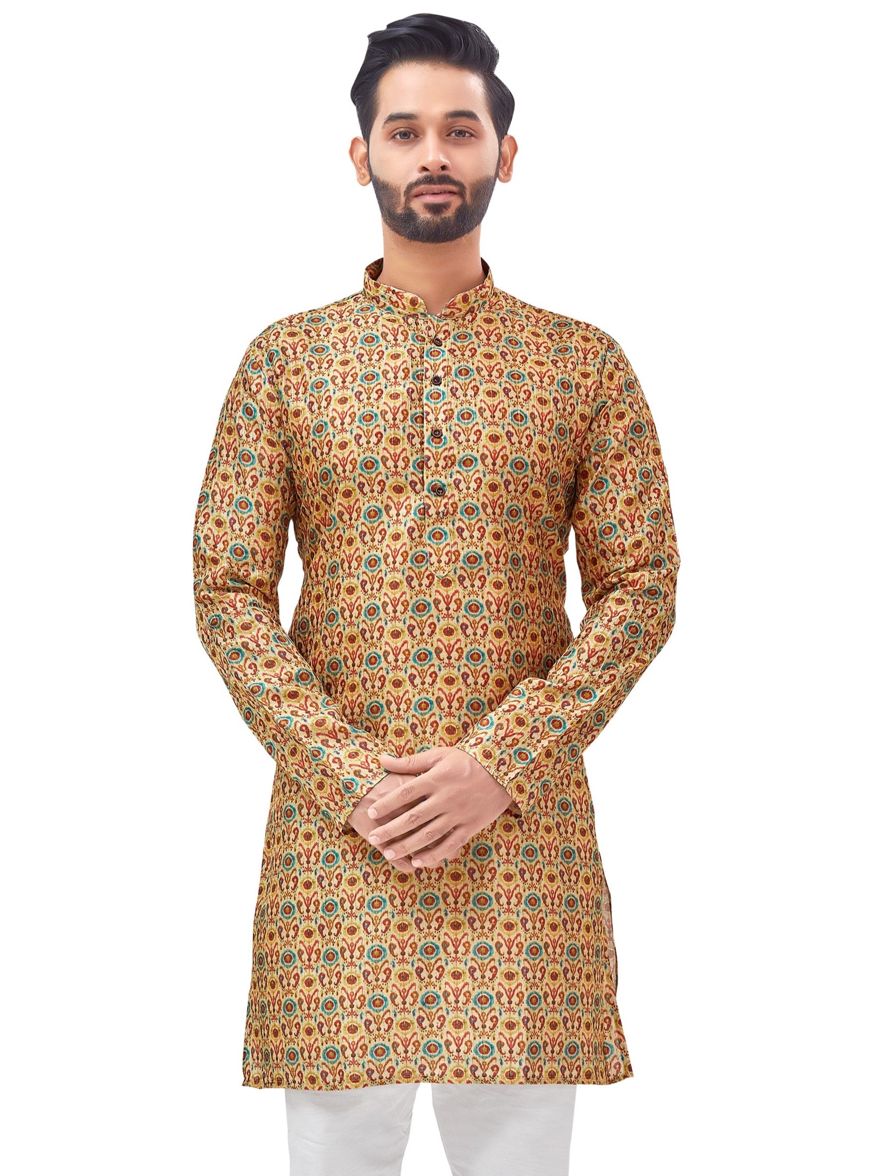 Mens Silk Printed Kurta - Roop Darshan