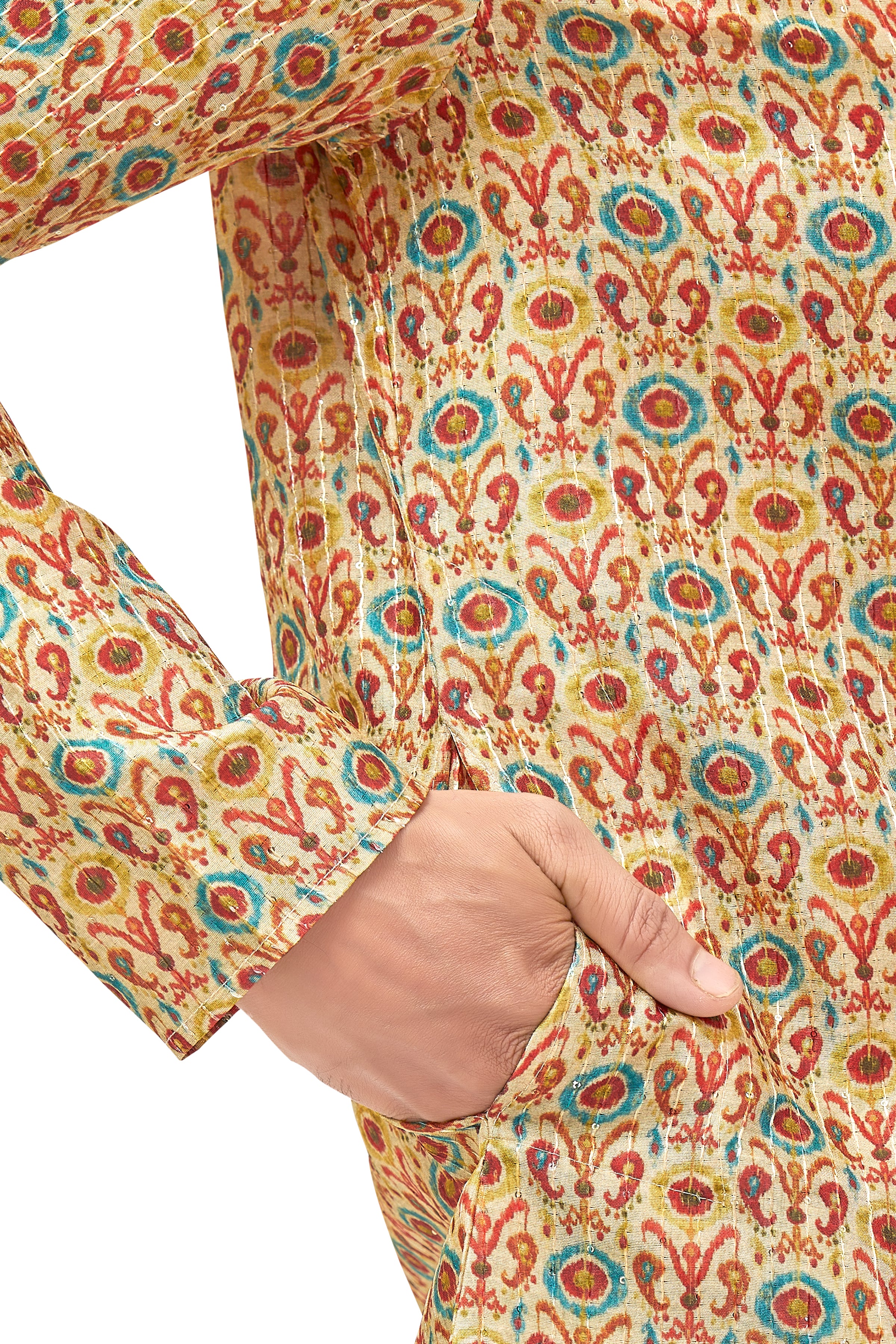 Mens Silk Printed Kurta - Roop Darshan