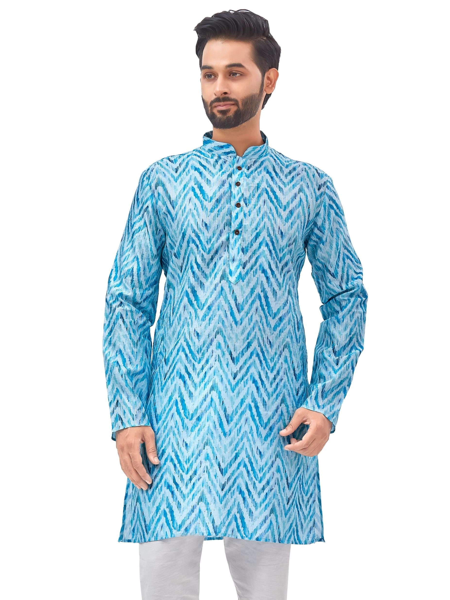 Mens Silk Printed Kurta - Roop Darshan