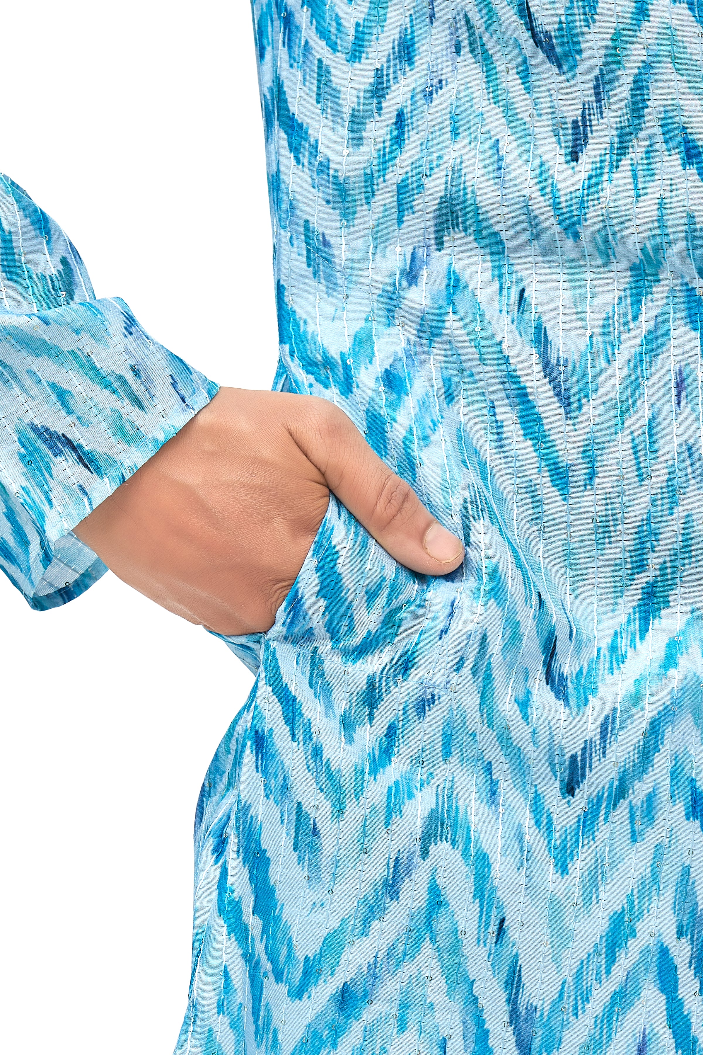 Mens Silk Printed Kurta - Roop Darshan