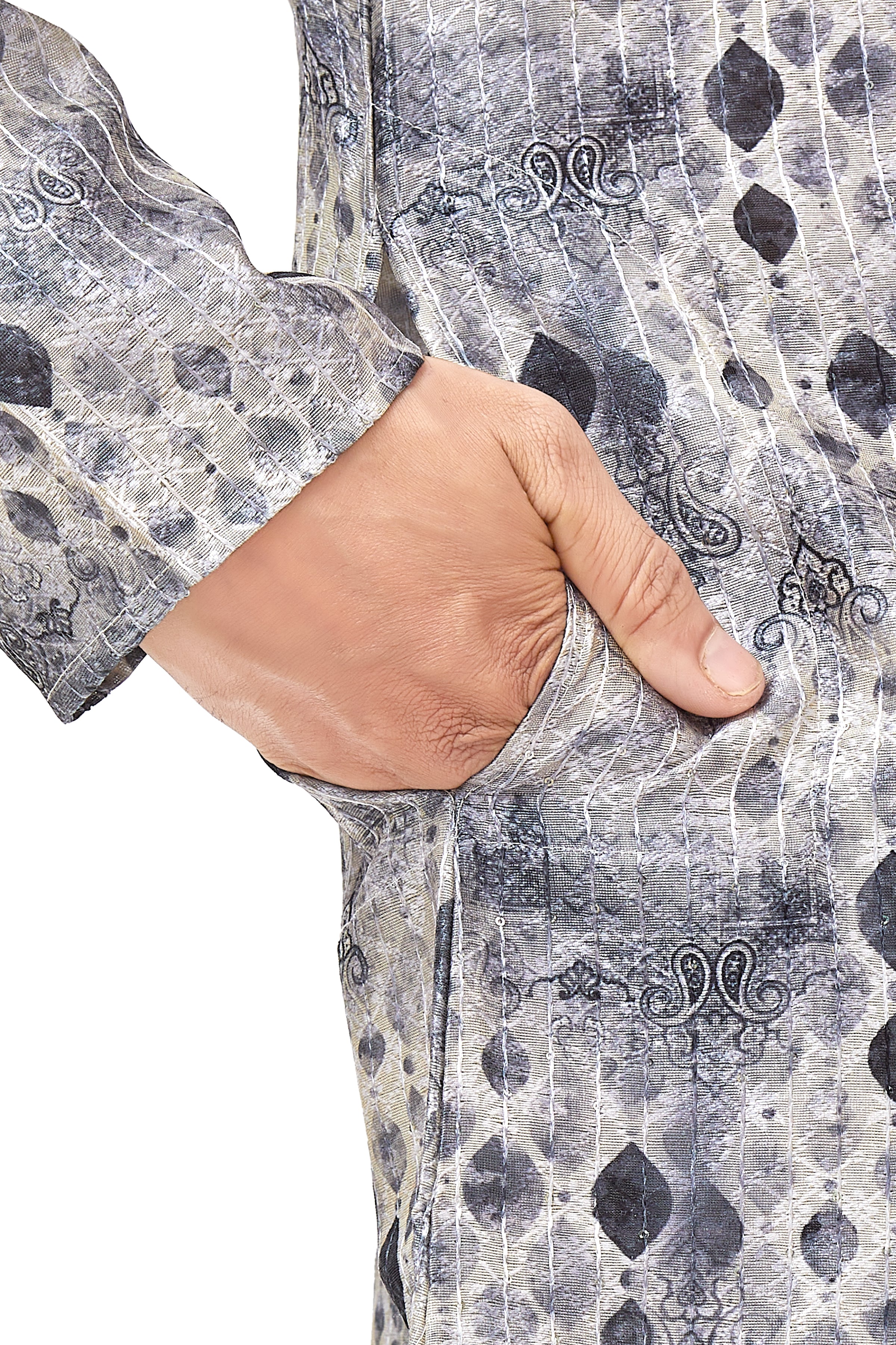 Mens Silk Printed Kurta - Roop Darshan