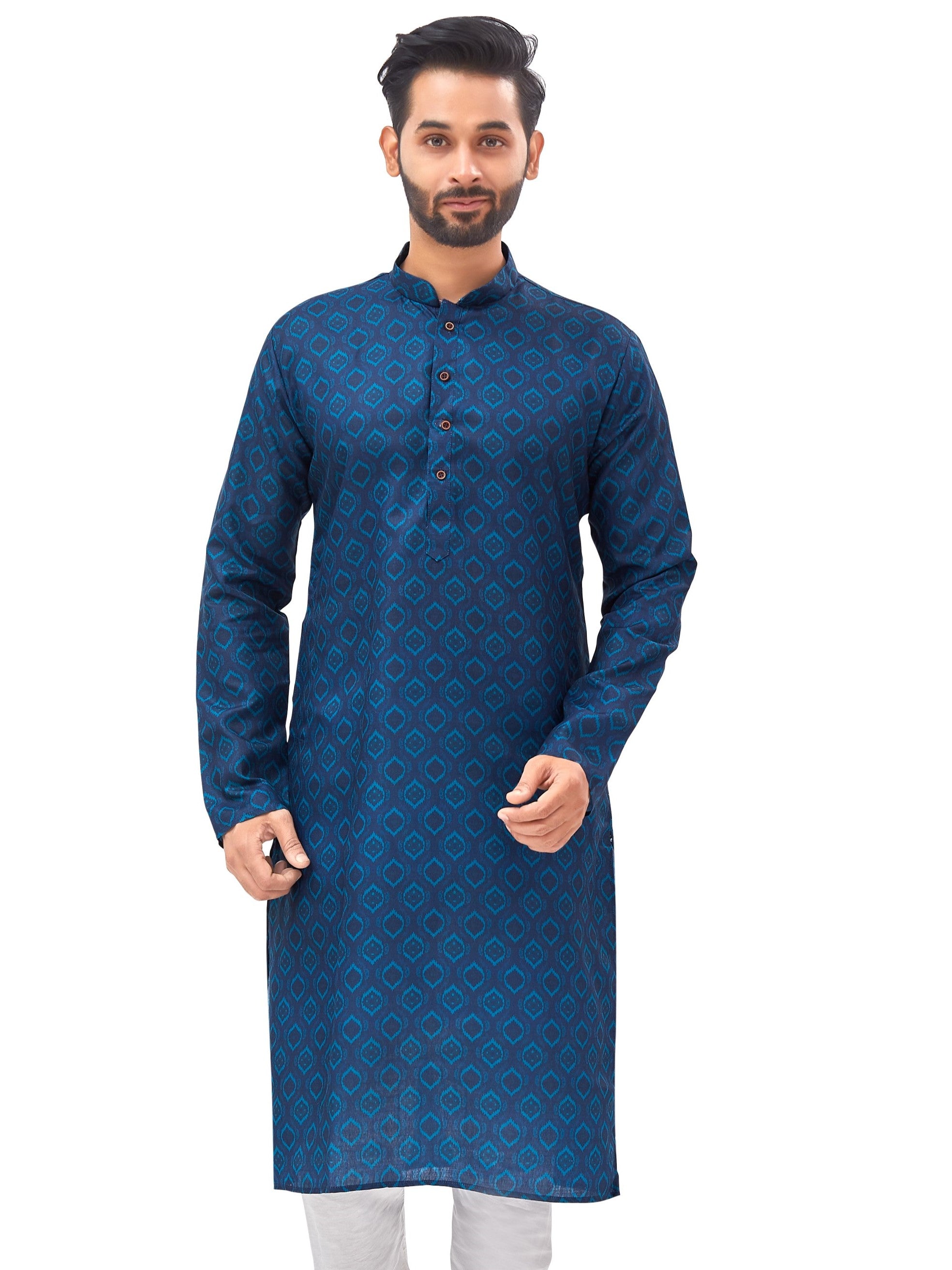 Mens Silk Printed Kurta - Roop Darshan